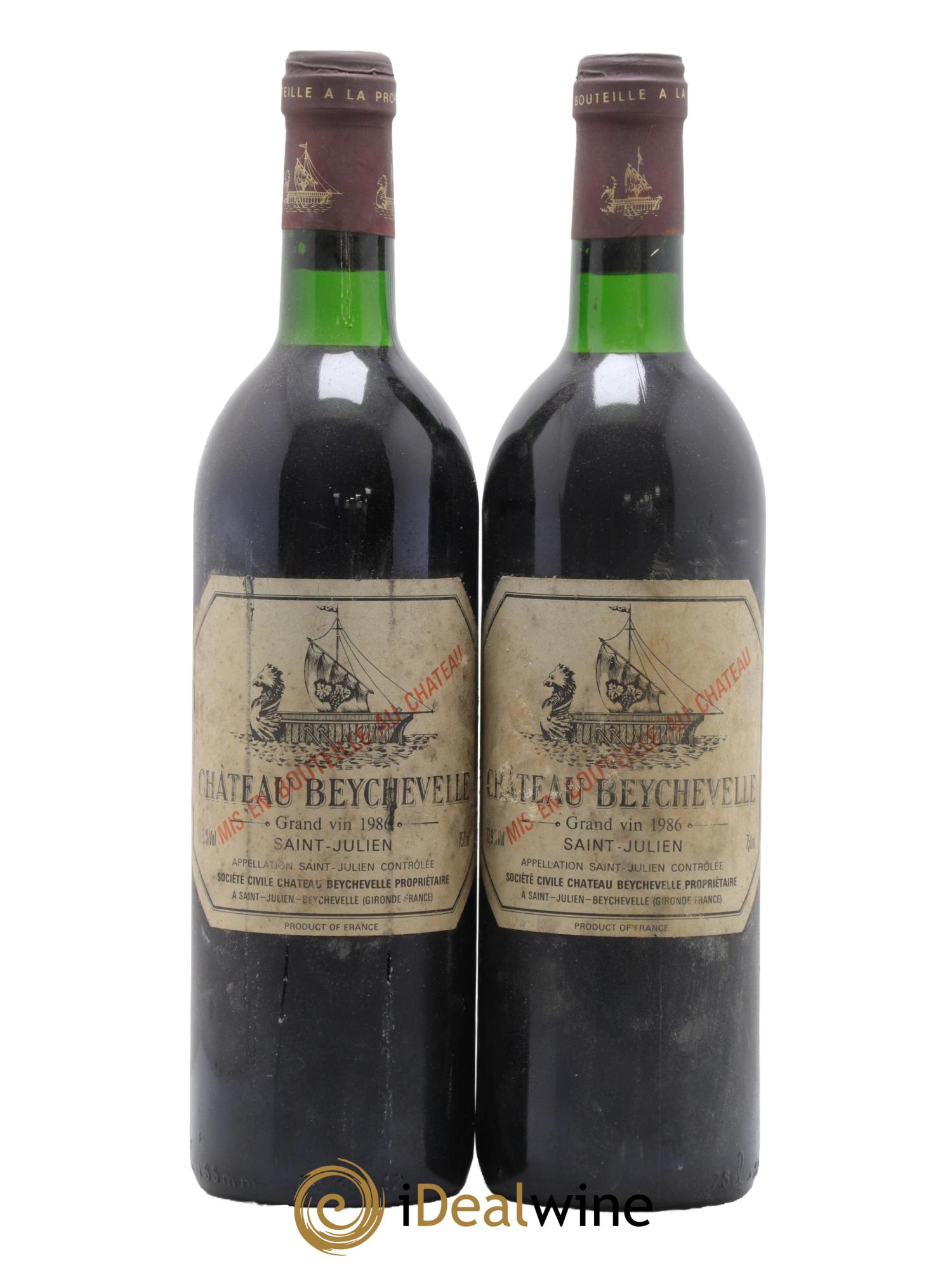Château Beychevelle 4ème Grand Cru Classé 1986 - Lot de 2 bouteilles - 0