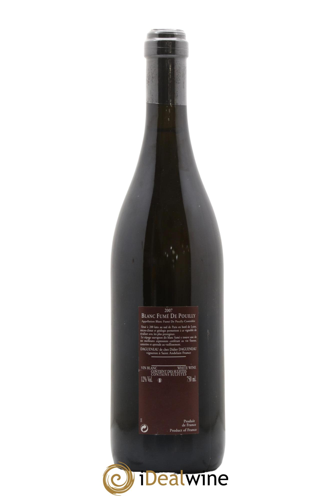 Vin de France (anciennement Pouilly-Fumé) Pur Sang Dagueneau (Domaine Didier - Louis-Benjamin) 2007 - Posten von 1 Flasche - 1