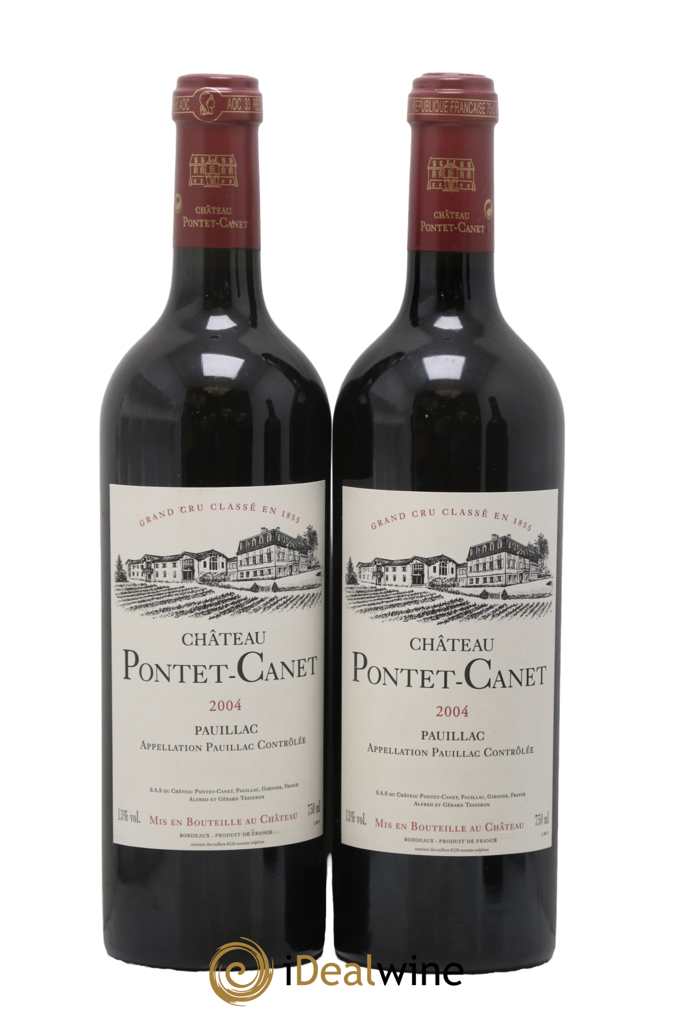 Château Pontet Canet 5ème Grand Cru Classé 2004 - Lot de 2 bouteilles - 0