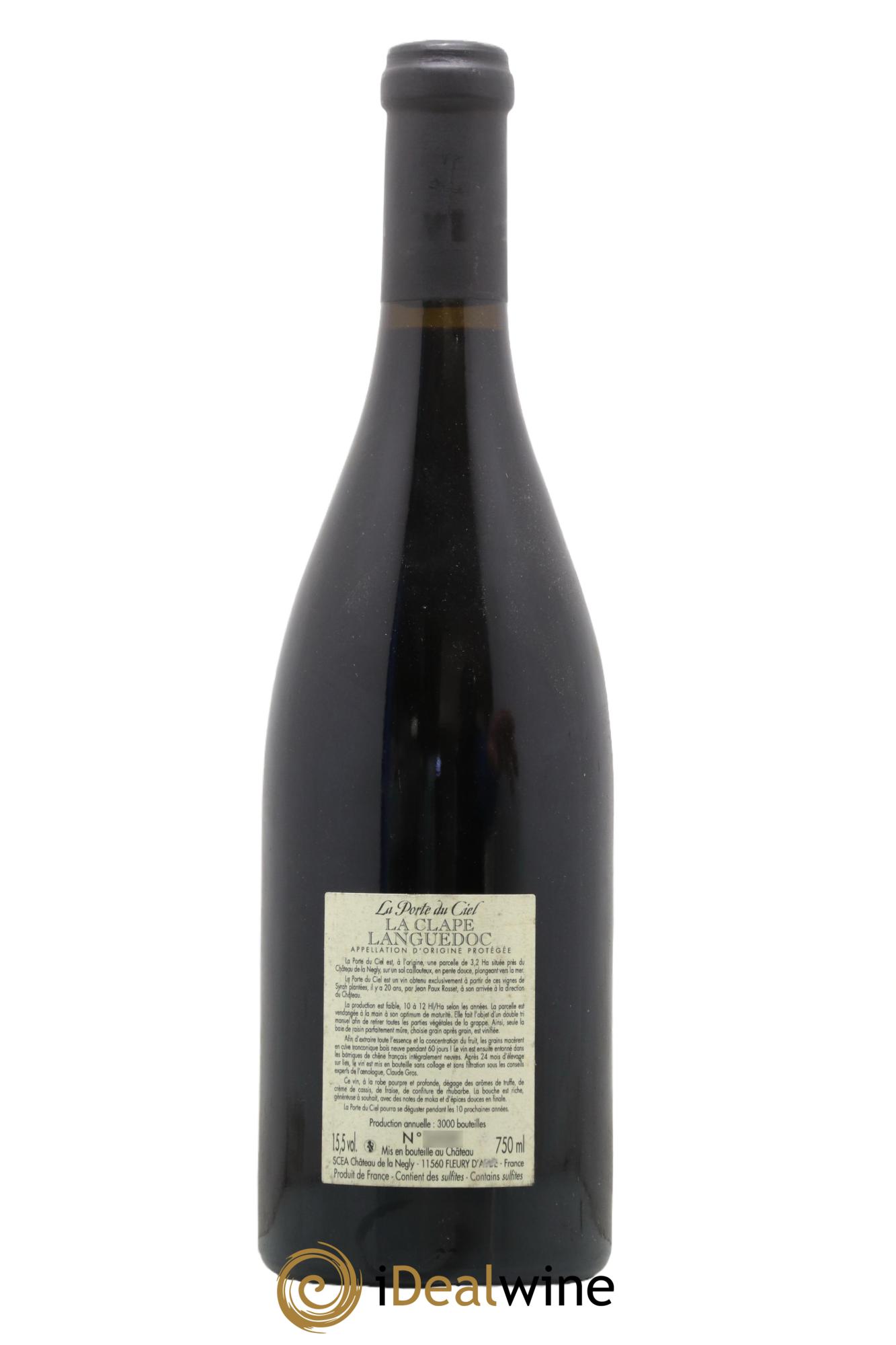 La Clape Château de La Négly La Porte du Ciel Jean Paux-Rosset 2014 - Lot de 1 bouteille - 1