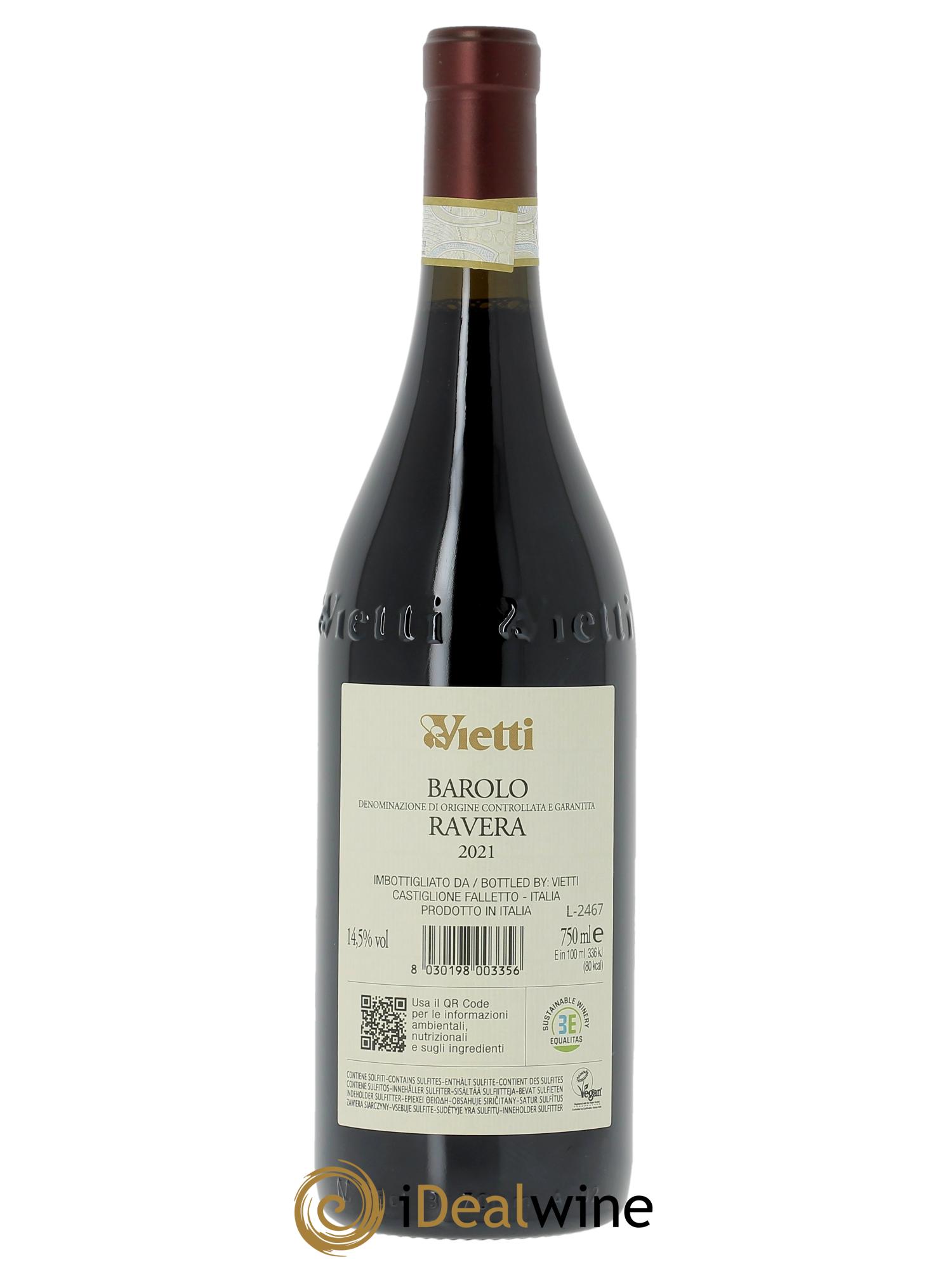 Barolo DOCG Ravera Vietti  2021 - Lot of 1 bottle - 1