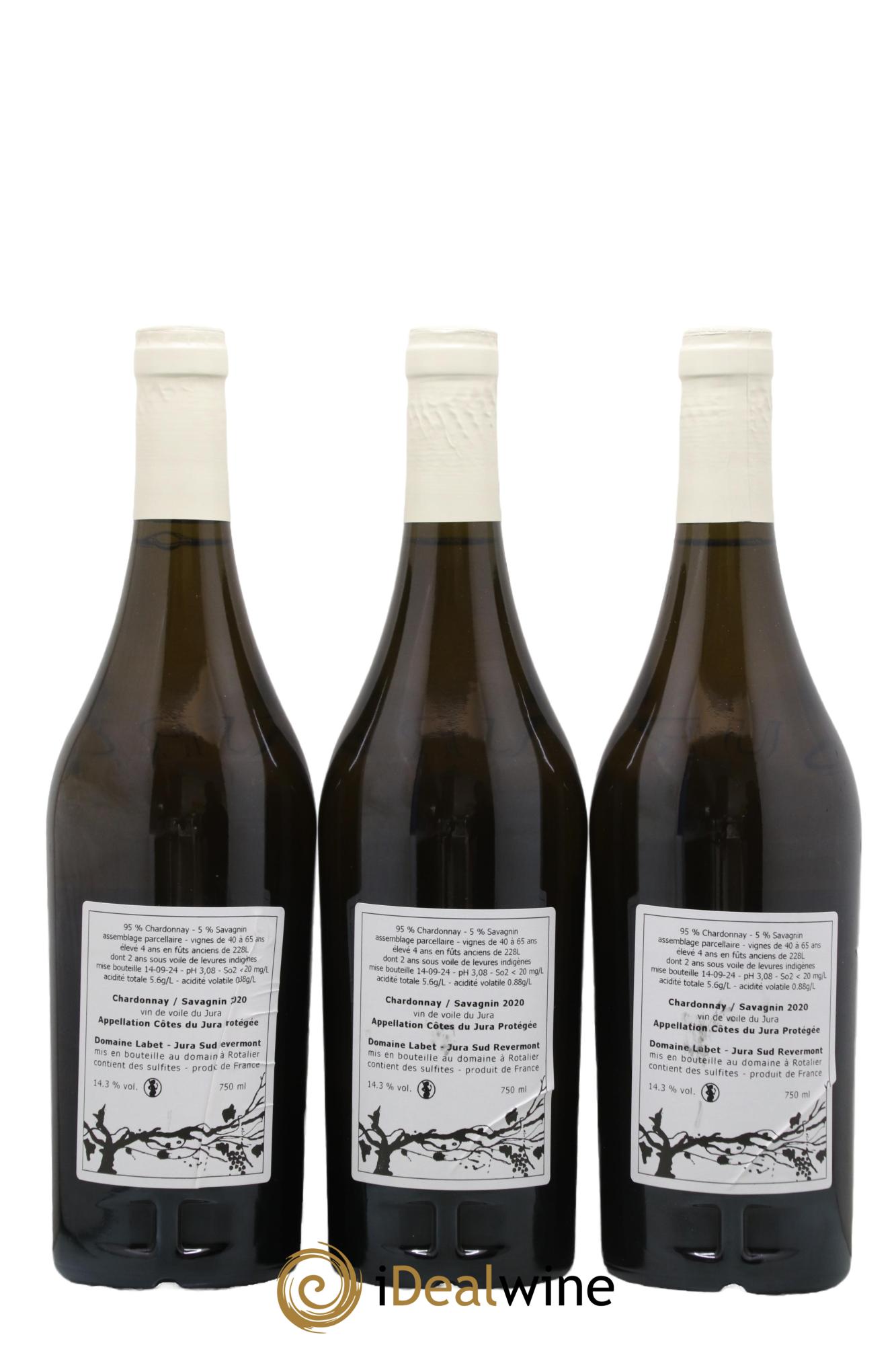 Côtes du Jura Vin de Voile Chardonnay-Savagnin cuvée de garde Romain - Julien  - Charline Labet 2020 - Lot de 3 bouteilles - 1