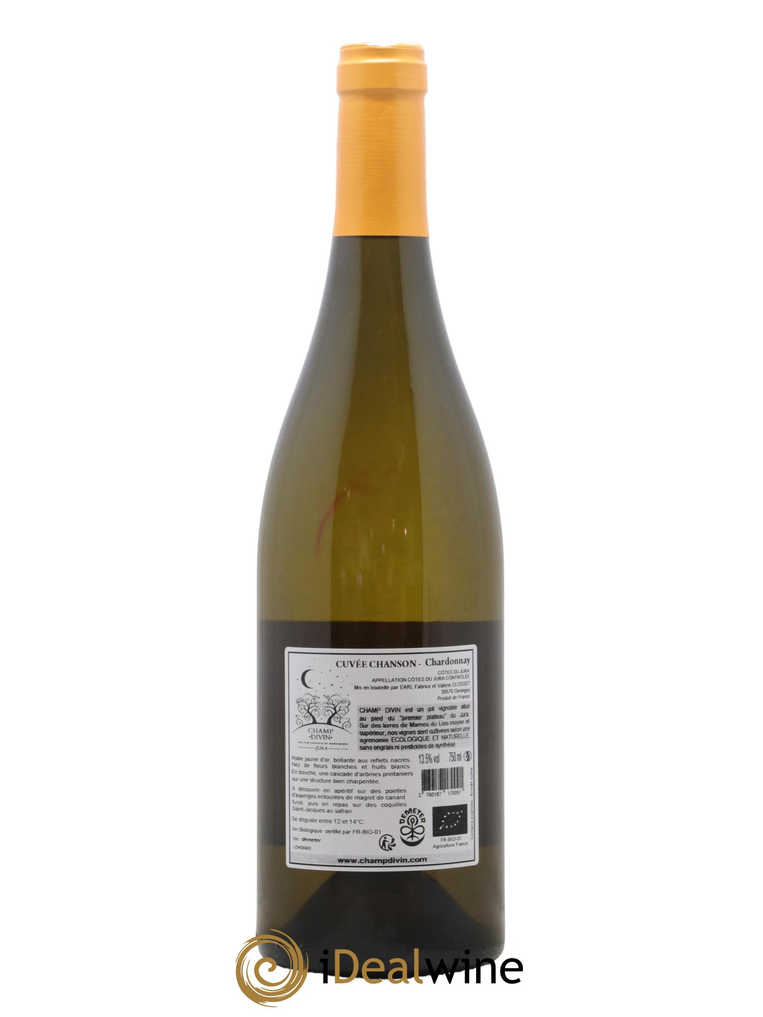 Côtes du Jura Chardonnay Cuvée Chanson Champ Divin 2022 - Lot de 1 bouteille - 1