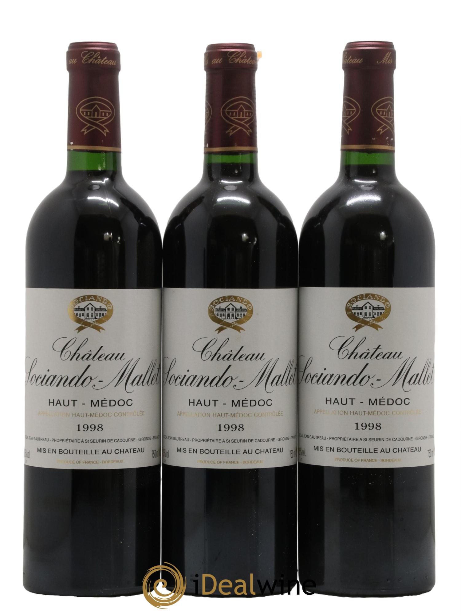 Château Sociando Mallet 1998 - Lot de 12 bouteilles - 1