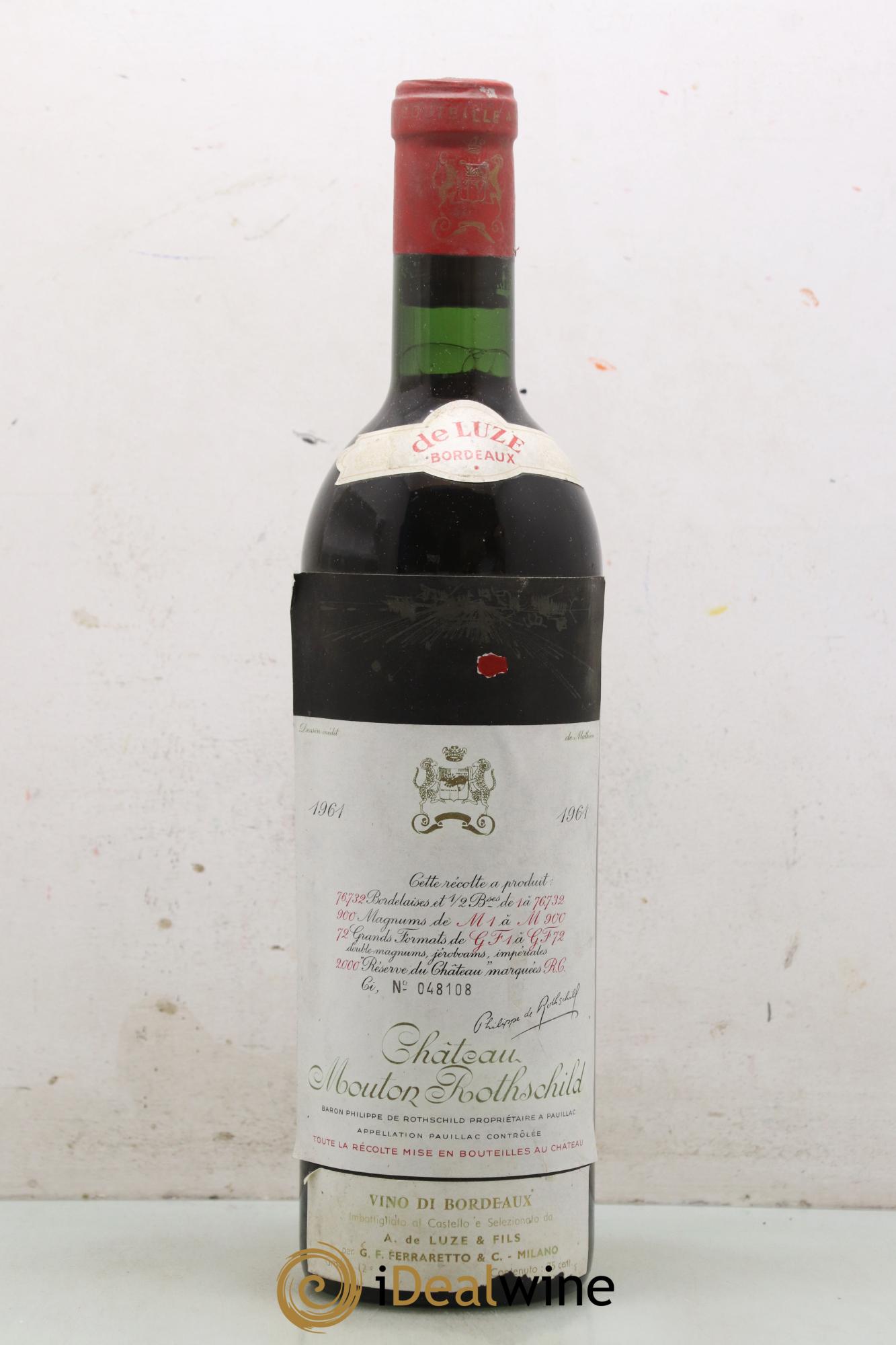 Château Mouton Rothschild 1er Grand Cru Classé 1961 - Posten von 1 Flasche - 0