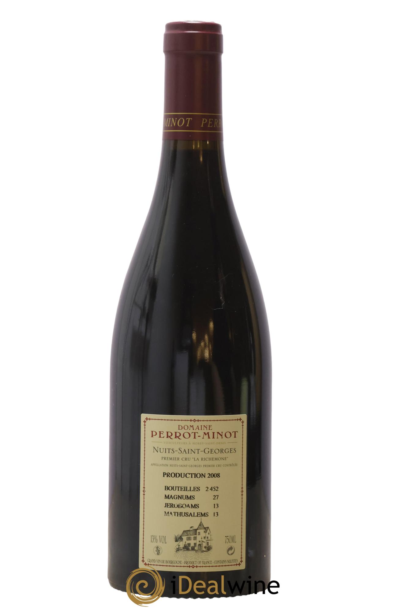 Nuits-Saint-Georges 1er Cru La Richemone Vieilles Vignes Perrot-Minot 2008 - Lot de 1 bouteille - 1