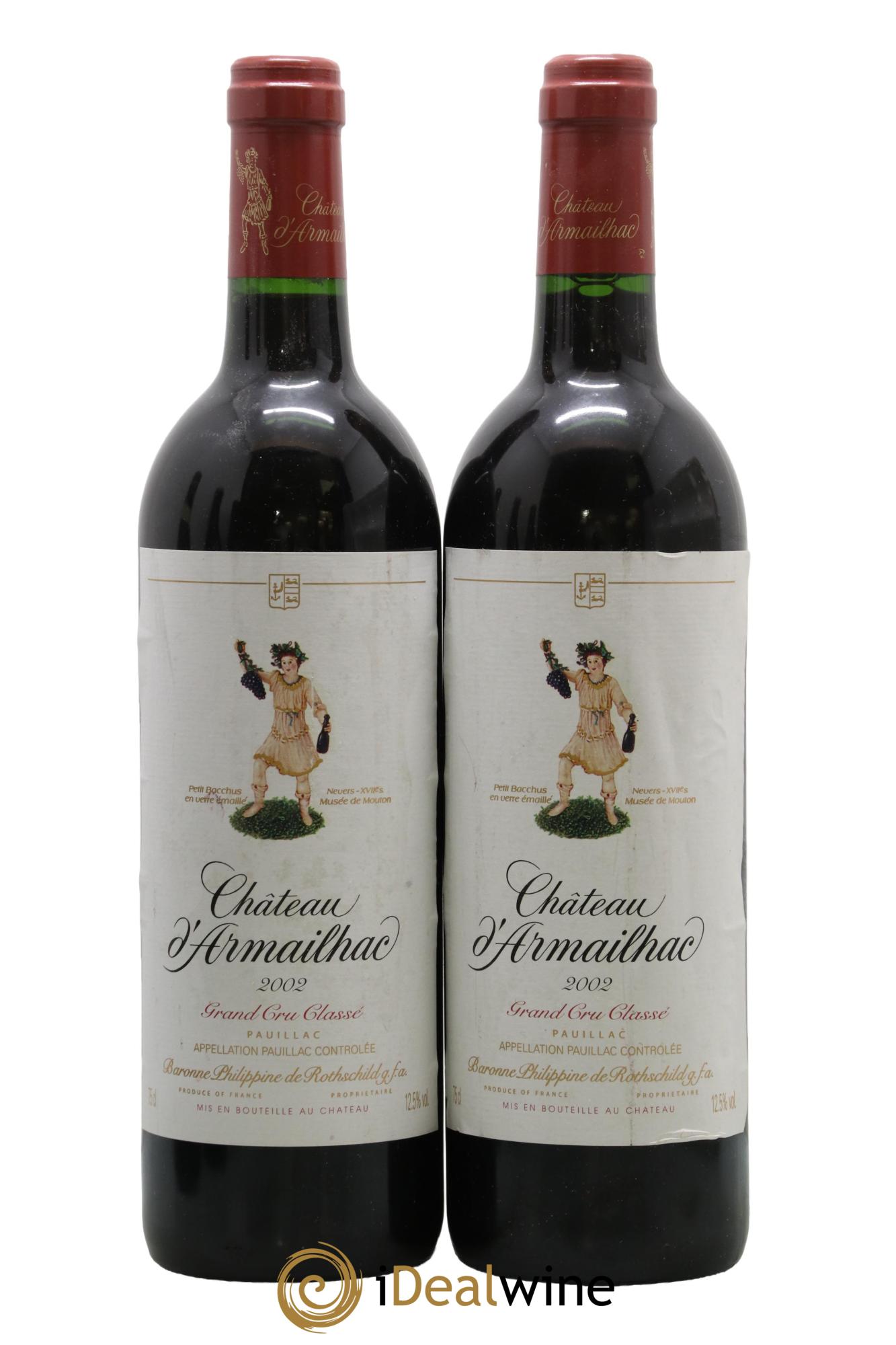 Château d' Armailhac - Mouton Baron(ne) Philippe 5ème Grand Cru Classé 2002 - Posten von 2 Flaschen - 0