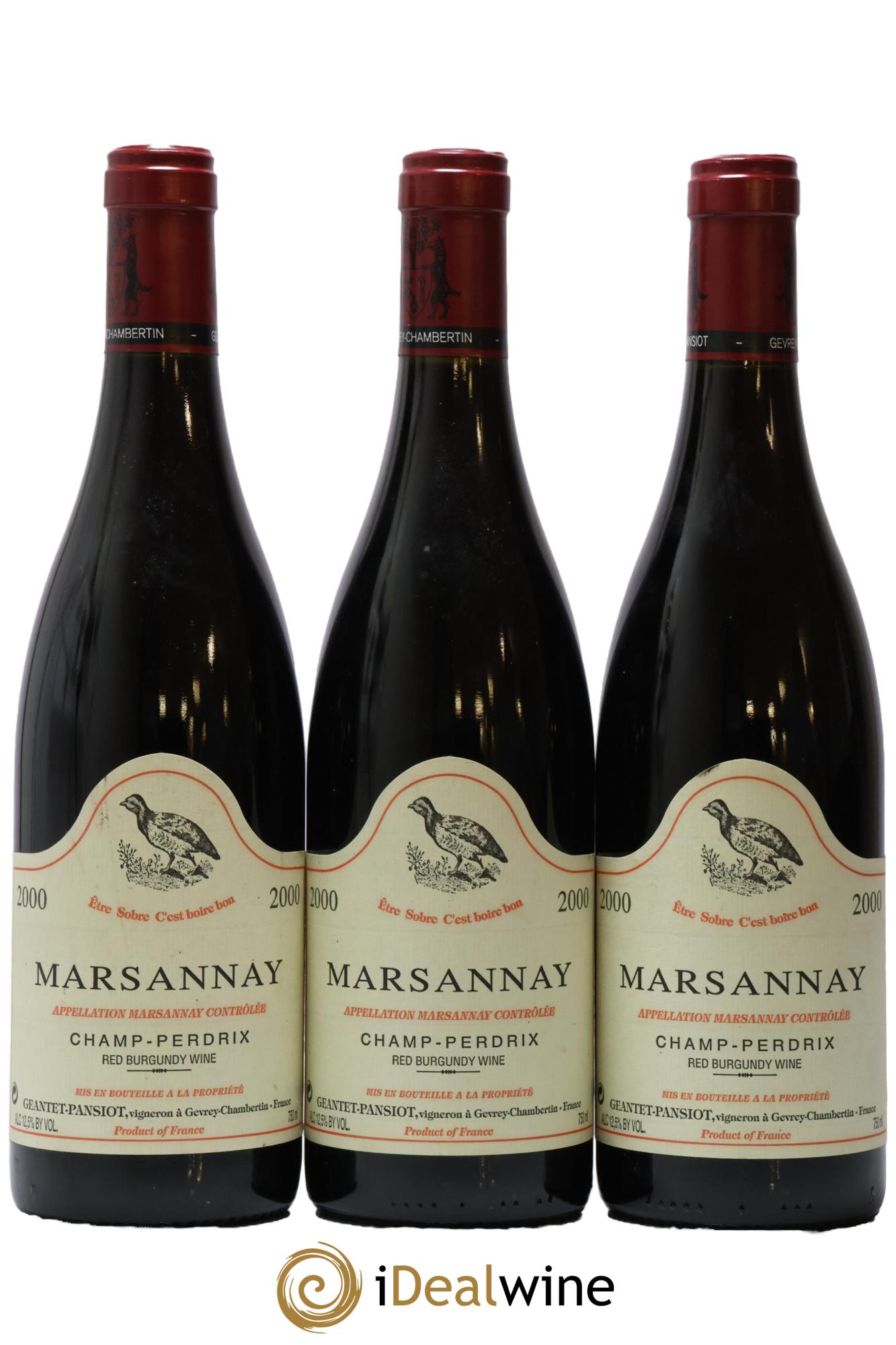 Marsannay Champs Perdrix Geantet-Pansiot 2000 - Lot de 3 bouteilles - 0