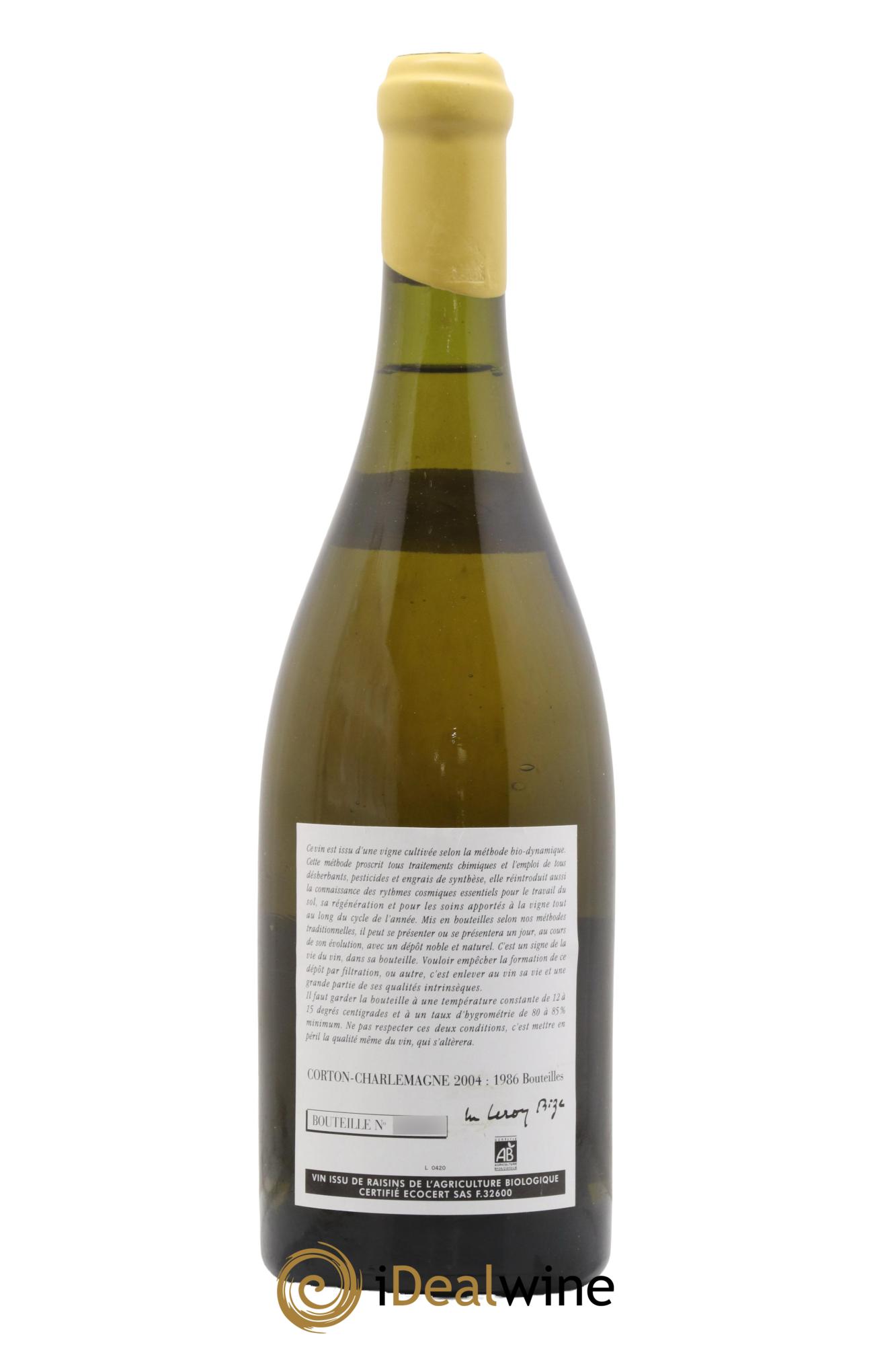 Corton-Charlemagne Grand Cru Leroy (Domaine) 2004 - Lot of 1 bottle - 1
