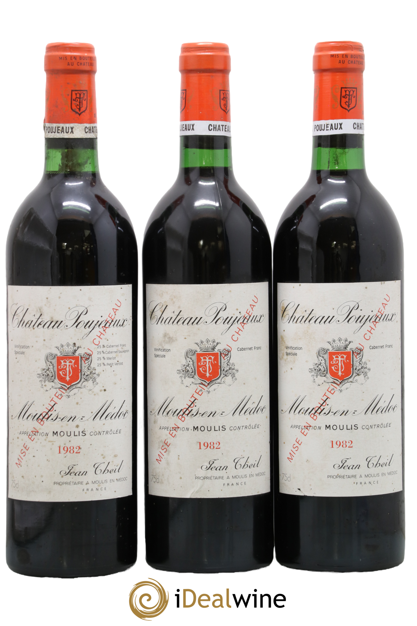 Château Poujeaux 1982 - Lot de 3 bouteilles - 0