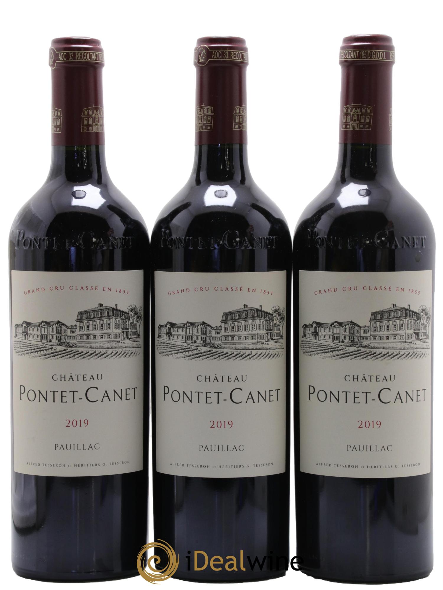 Château Pontet Canet 5ème Grand Cru Classé 2019 - Lot de 3 bouteilles - 0