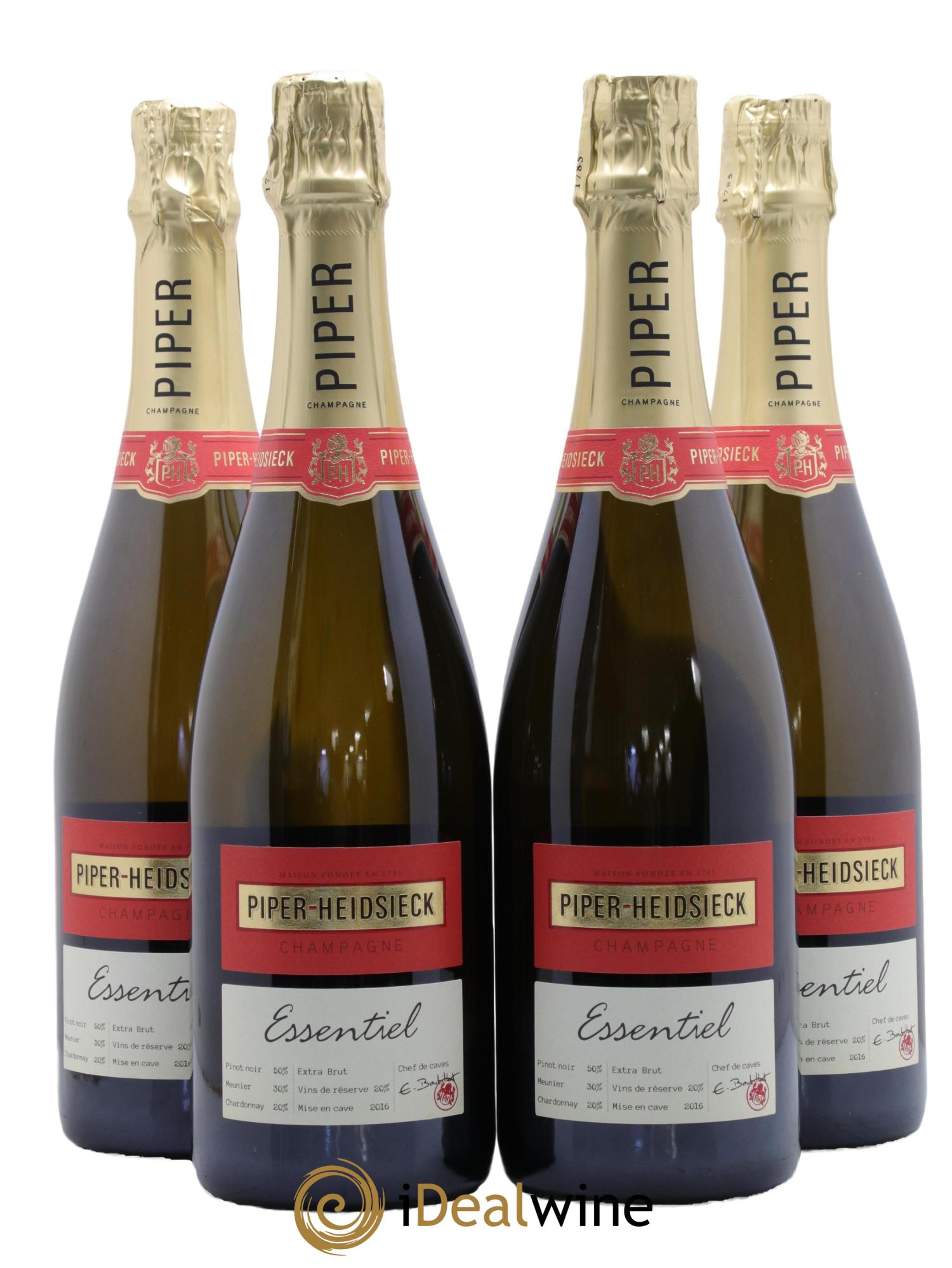 Essentiel Extra-Brut Piper Heidsieck - Lot of 4 bottles - 0