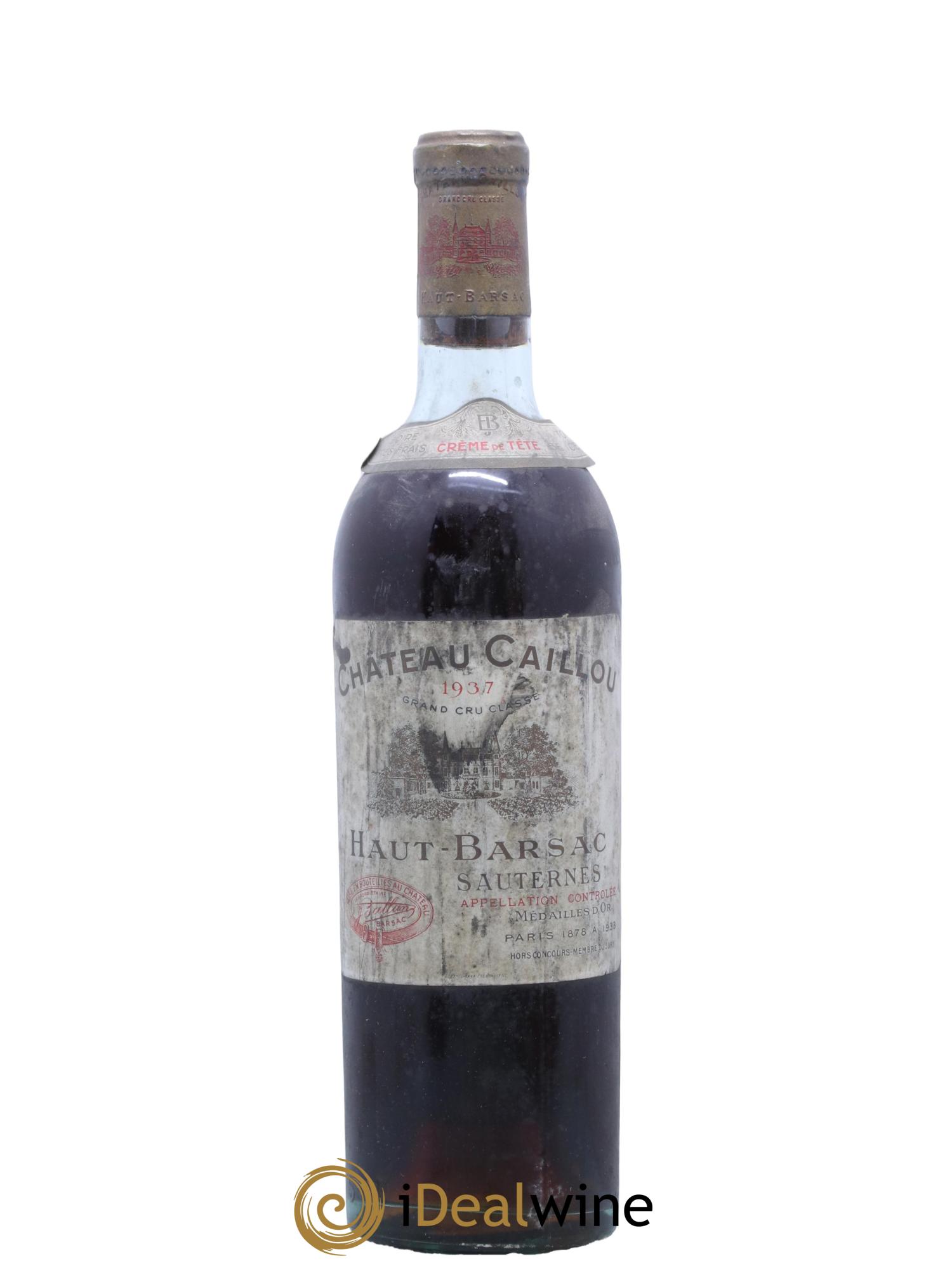 Château Caillou - Crème de Tête 2ème Grand Cru Classé 1937 - Lot de 1 bouteille - 0