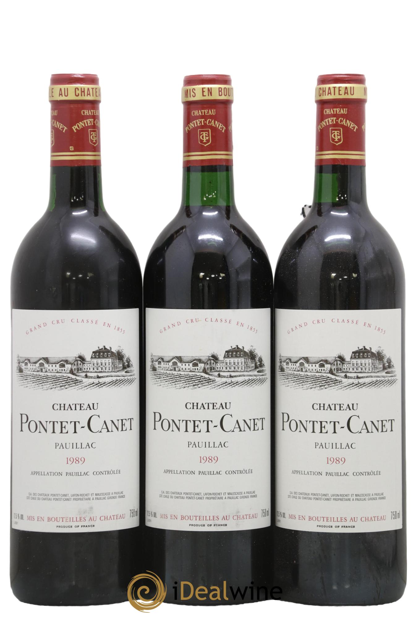 Château Pontet Canet 5ème Grand Cru Classé  1989 - Posten von 3 Flaschen - 0