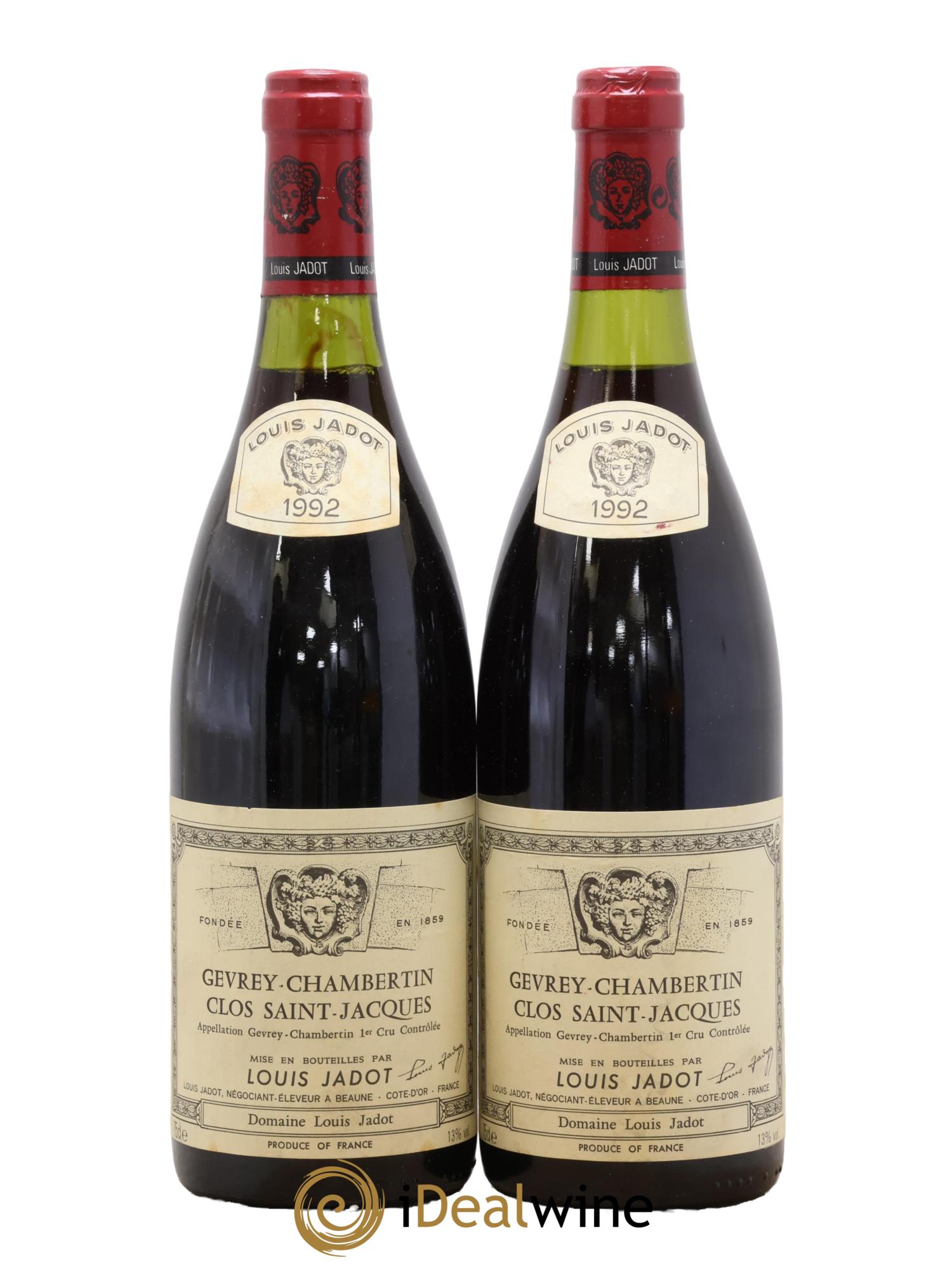 Gevrey-Chambertin 1er Cru Clos Saint Jacques Domaine Louis Jadot 1992 - Lot of 2 bottles - 0