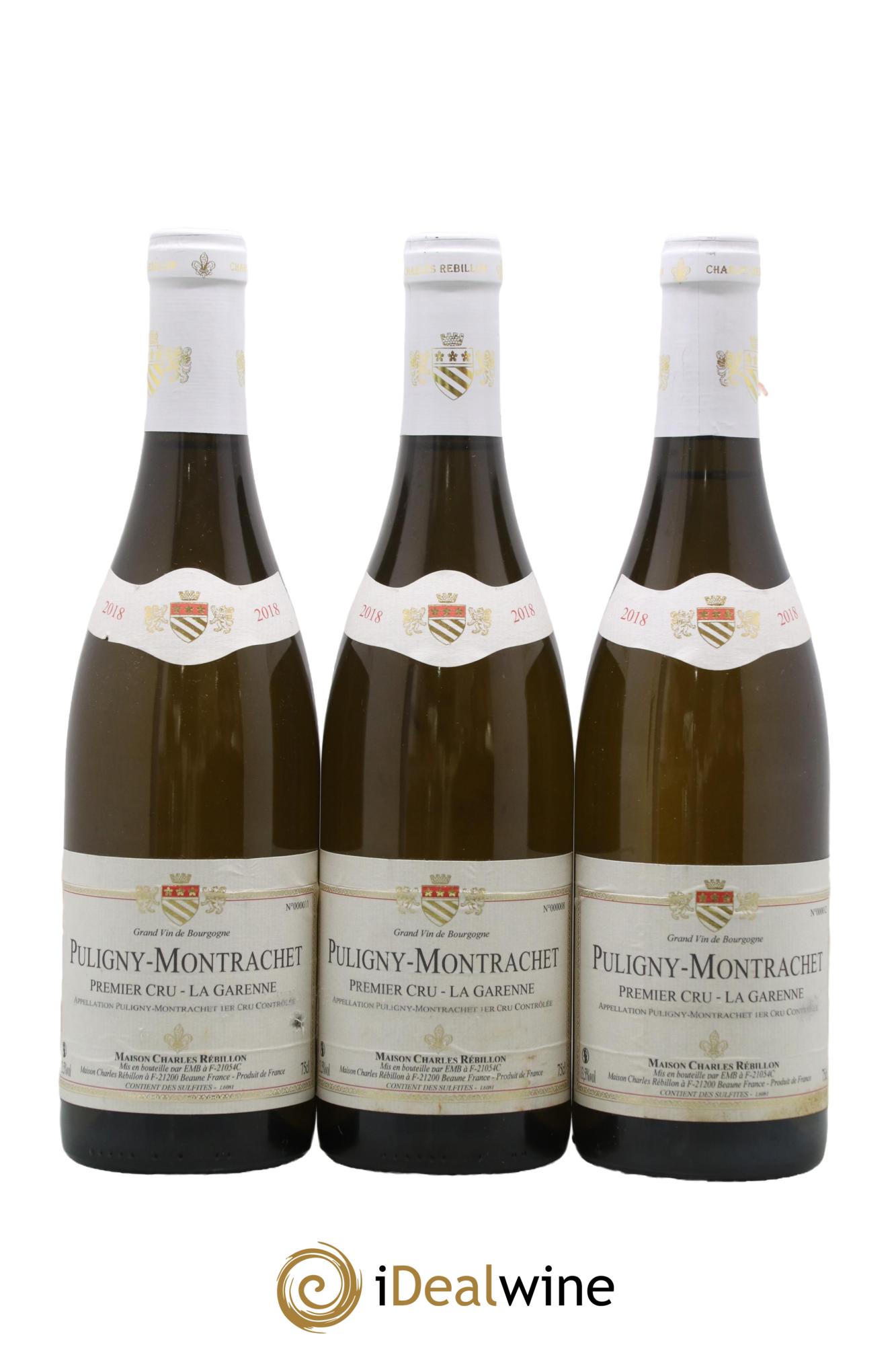 Puligny-Montrachet 1er Cru La Garenne Charles Rébillon 2018 - Lot de 3 bouteilles - 0