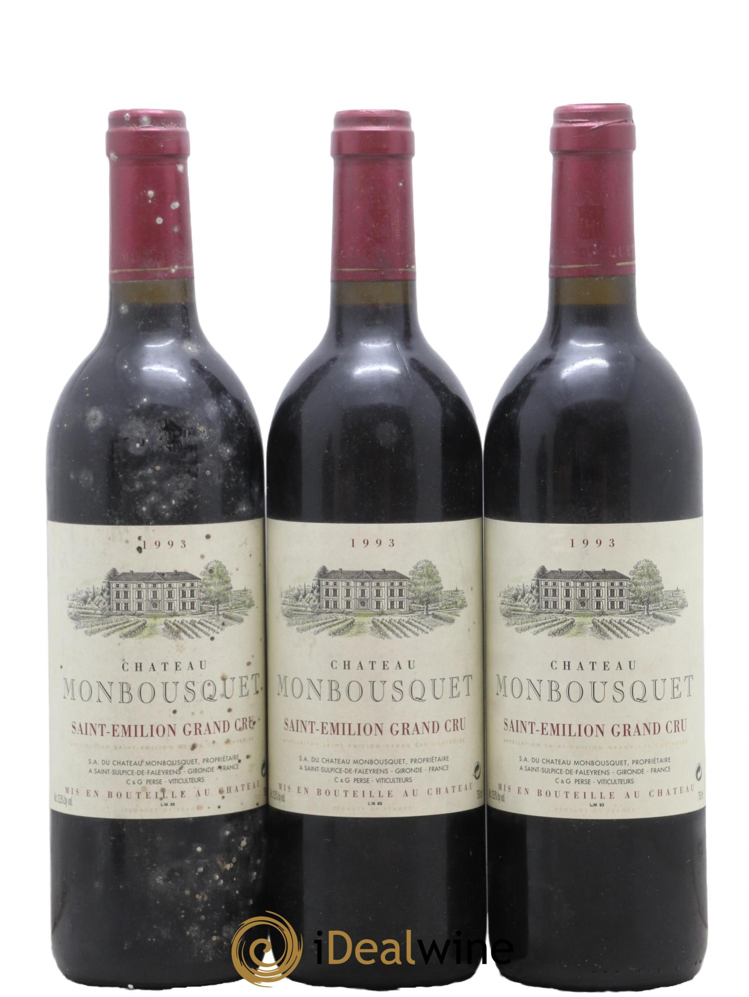 Château Monbousquet Grand Cru Classé 1993 - Lot de 3 bouteilles - 0