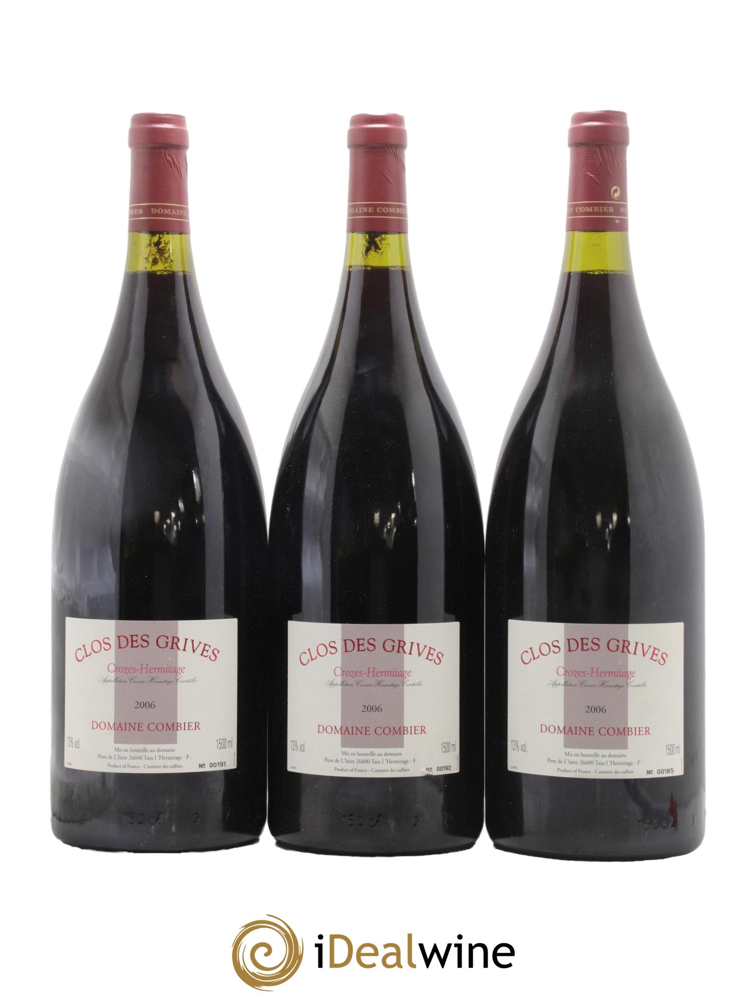 Crozes-Hermitage Clos des Grives Combier 2006 - Lot of 3 magnums - 0