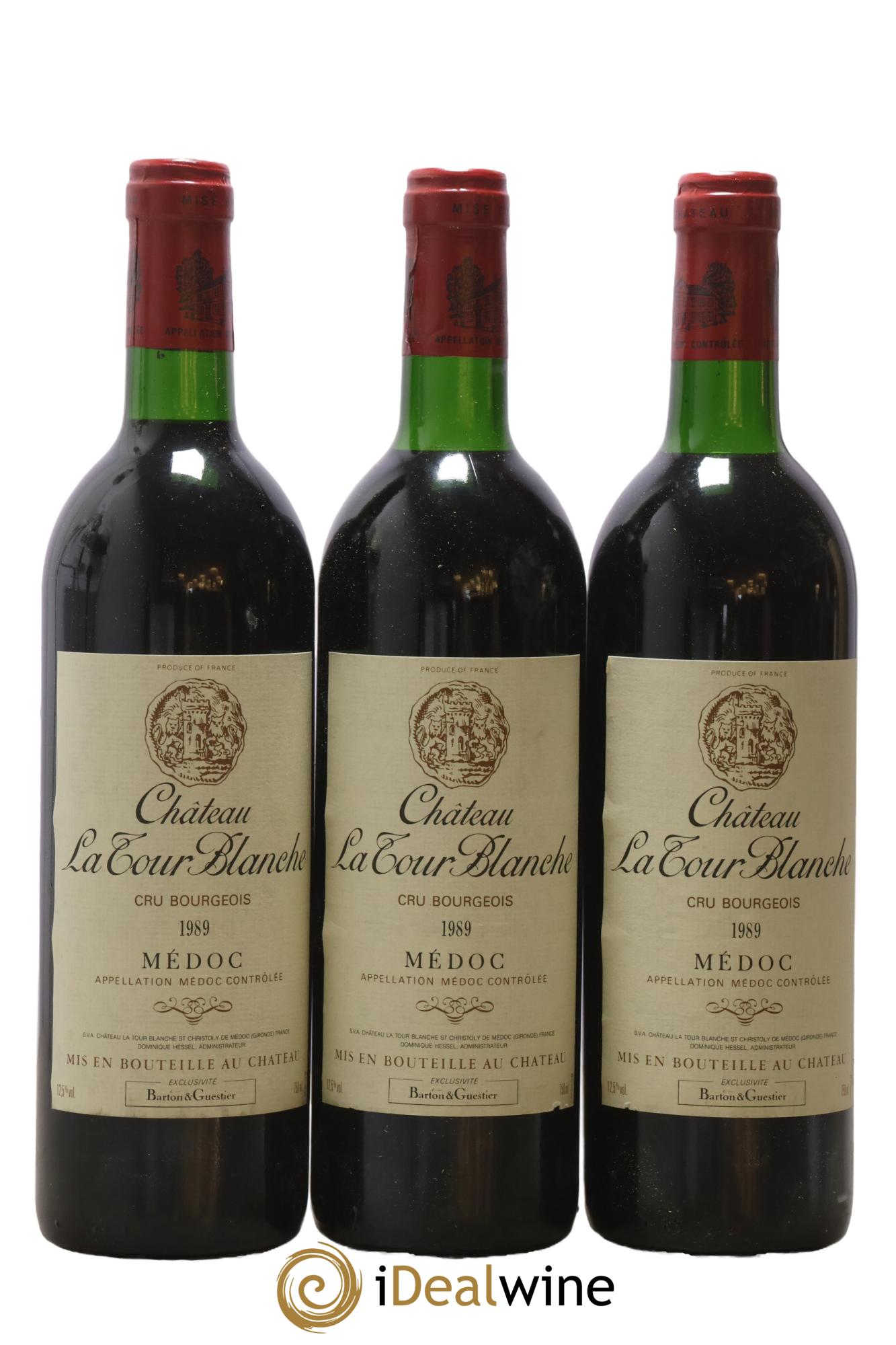 Château Tour Blanche Cru Bourgeois 1989 - Lot de 3 bouteilles - 0