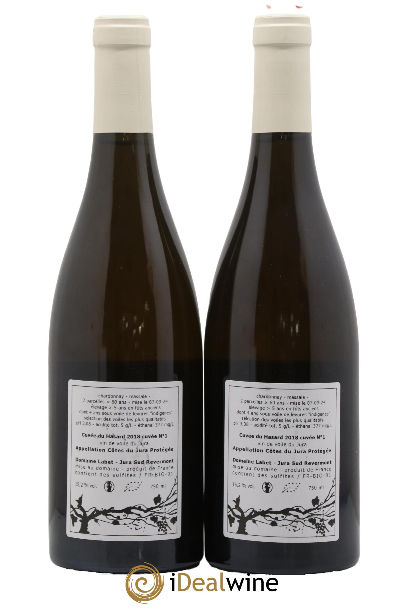 Côtes du Jura Vin de voile Chardonnay du Hasard Romain - Julien - Charline Labet 2018 - Lot de 2 bouteilles - 1