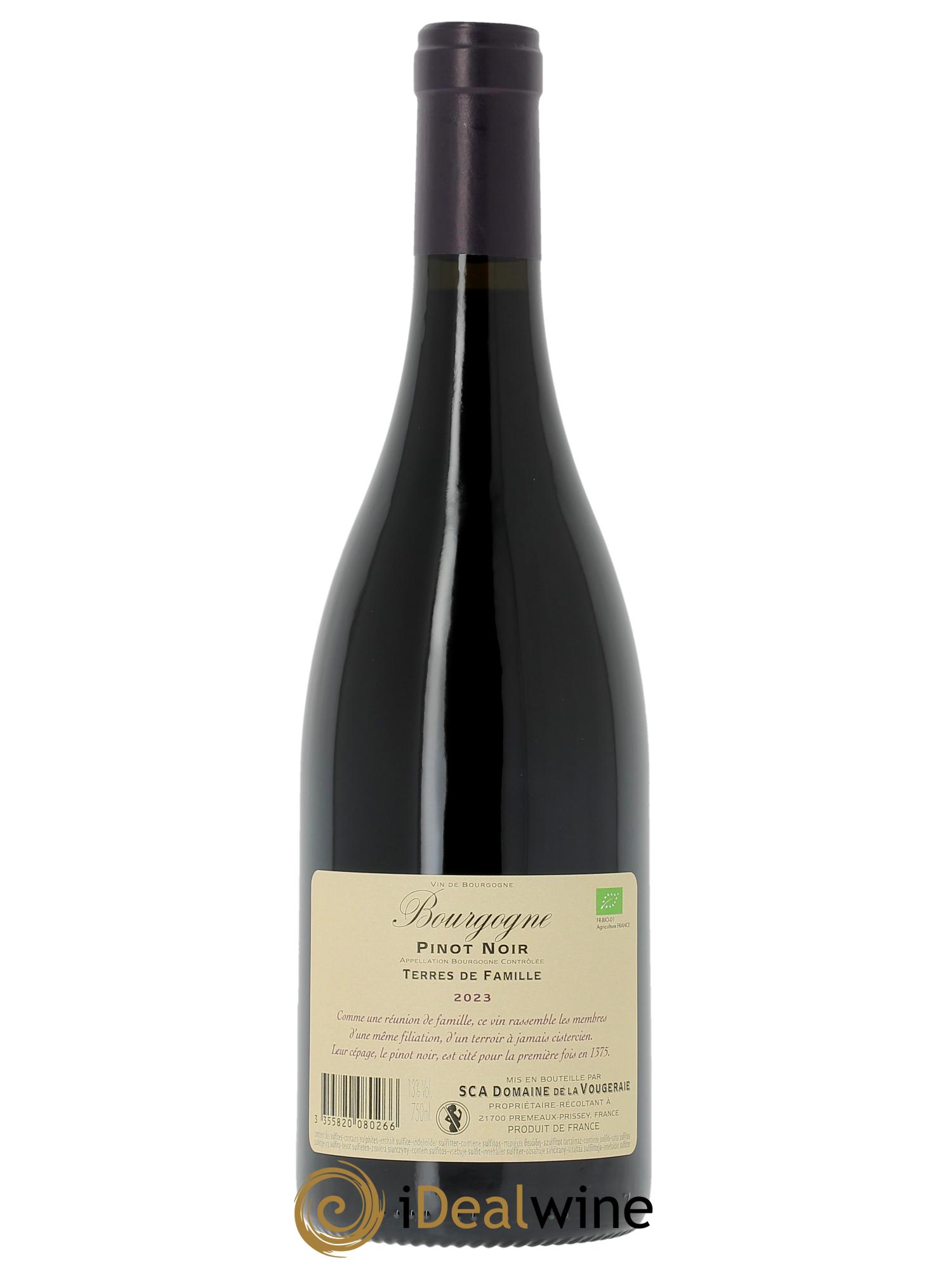 Bourgogne Pinot Noir Terres de Famille La Vougeraie  2023 - Lot de 1 bouteille - 1