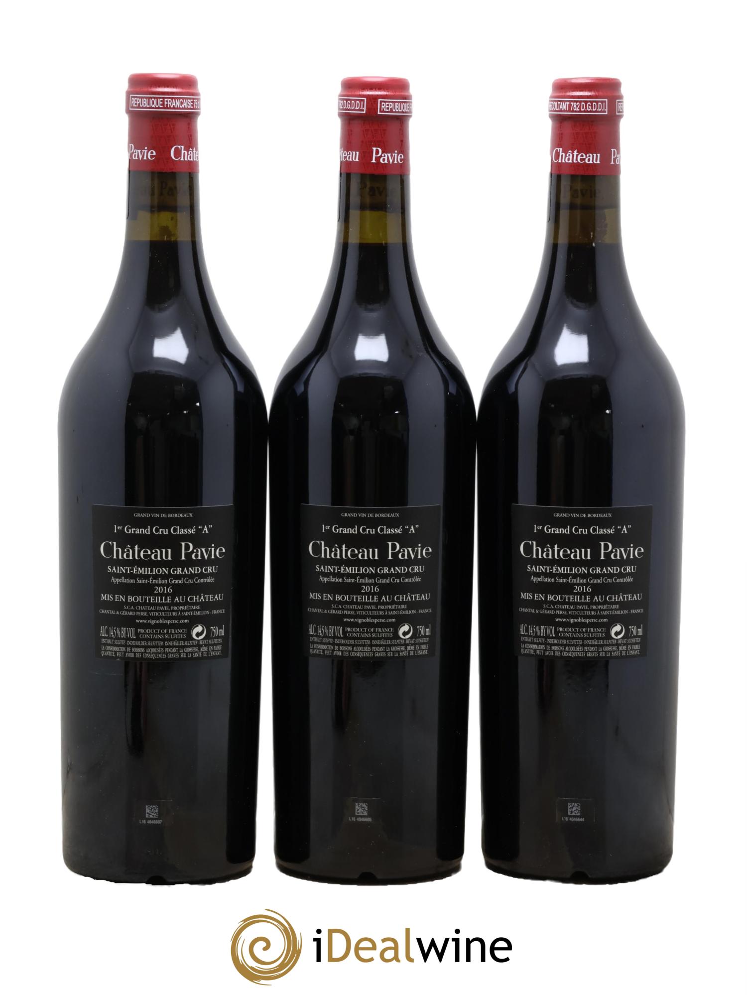 Château Pavie 1er Grand Cru Classé A 2016 - Lot of 3 bottles - 1