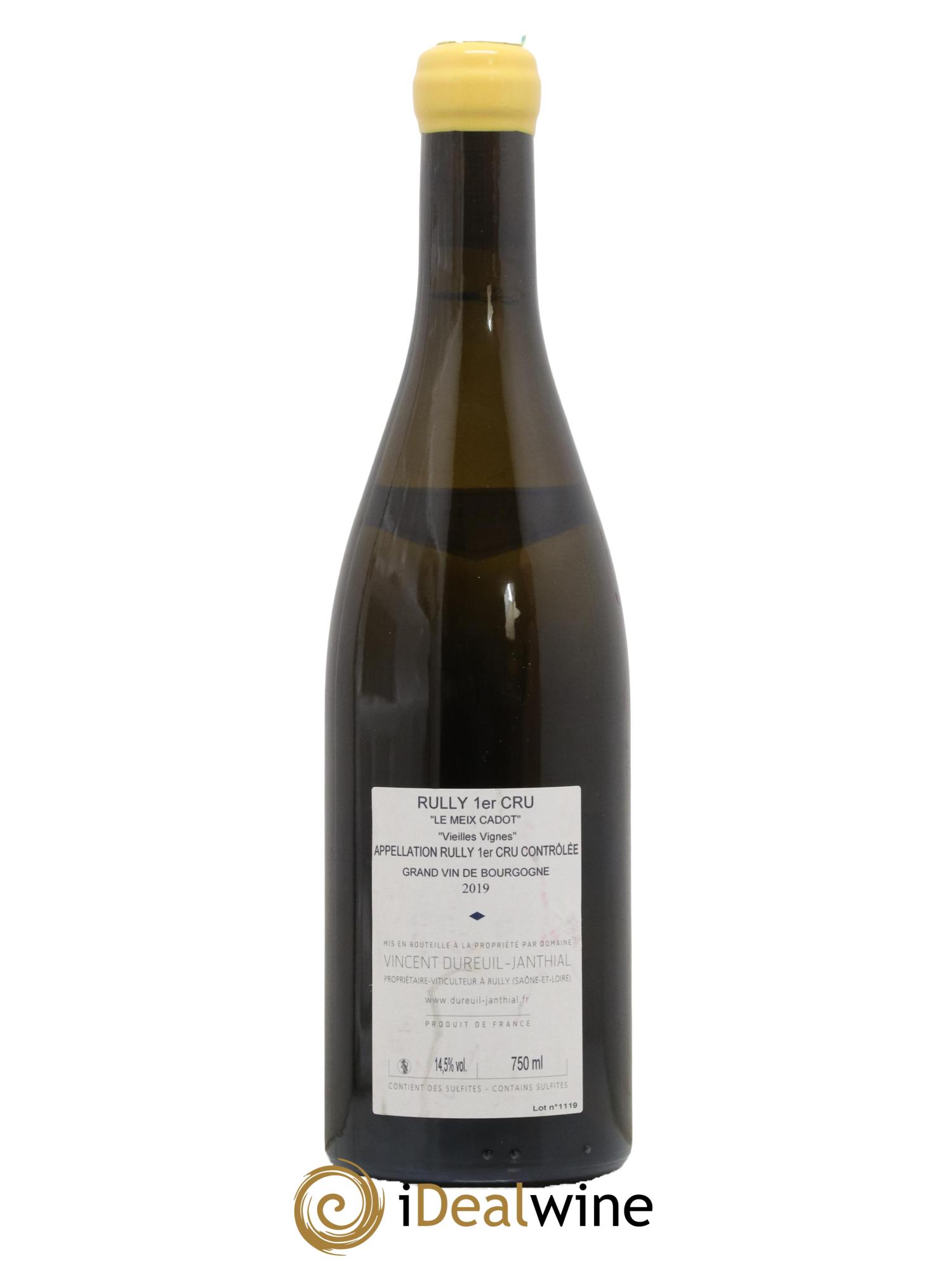 Rully 1er Cru Le Meix Cadot Vieilles Vignes Vincent Dureuil-Janthial 2019 - Lot de 1 bouteille - 1