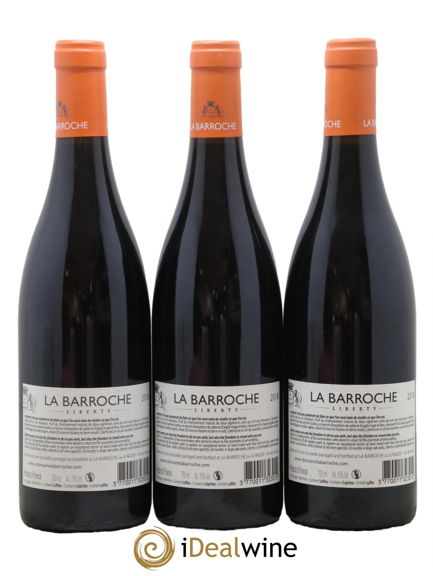 Vin de France Domaine La Barroche Liberty Domaine La Barroche 2018 - Lot de 3 bouteilles - 1