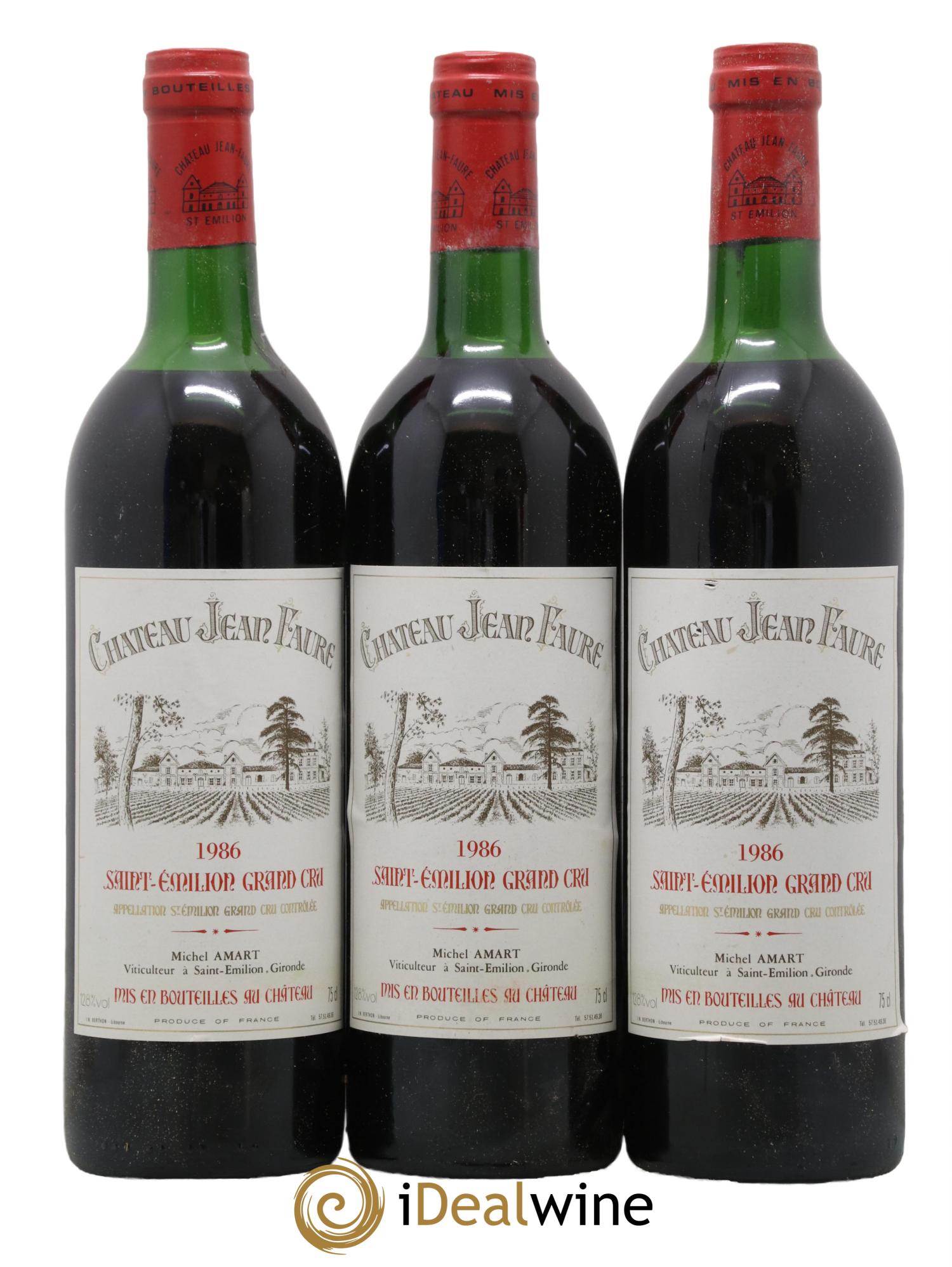 Château Jean Faure Grand Cru Classé 1986 - Lot de 3 bouteilles - 0
