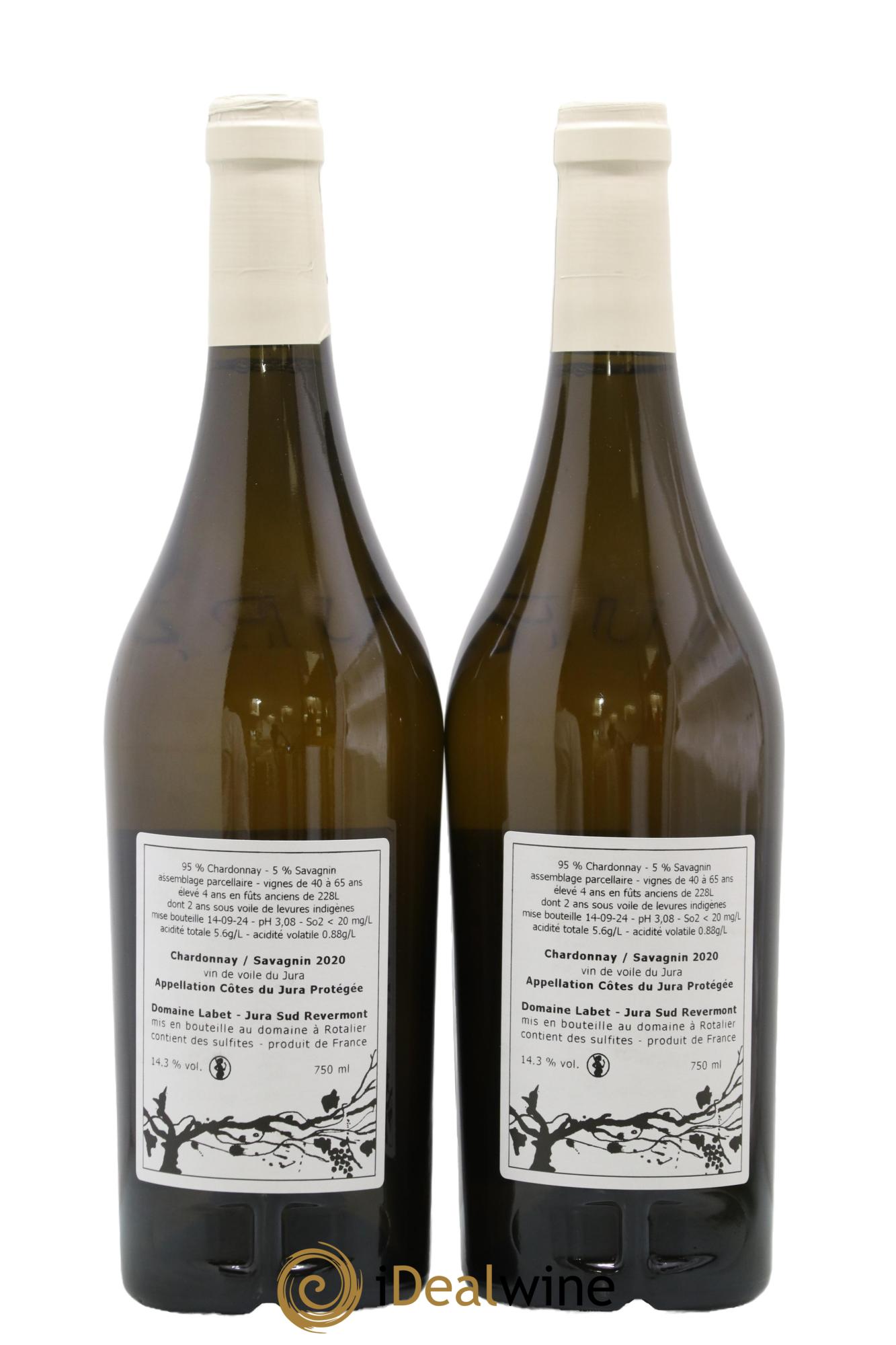 Côtes du Jura Vin de Voile Chardonnay-Savagnin Romain - Julien - Charline Labet 2020 - Lot de 2 bouteilles - 1