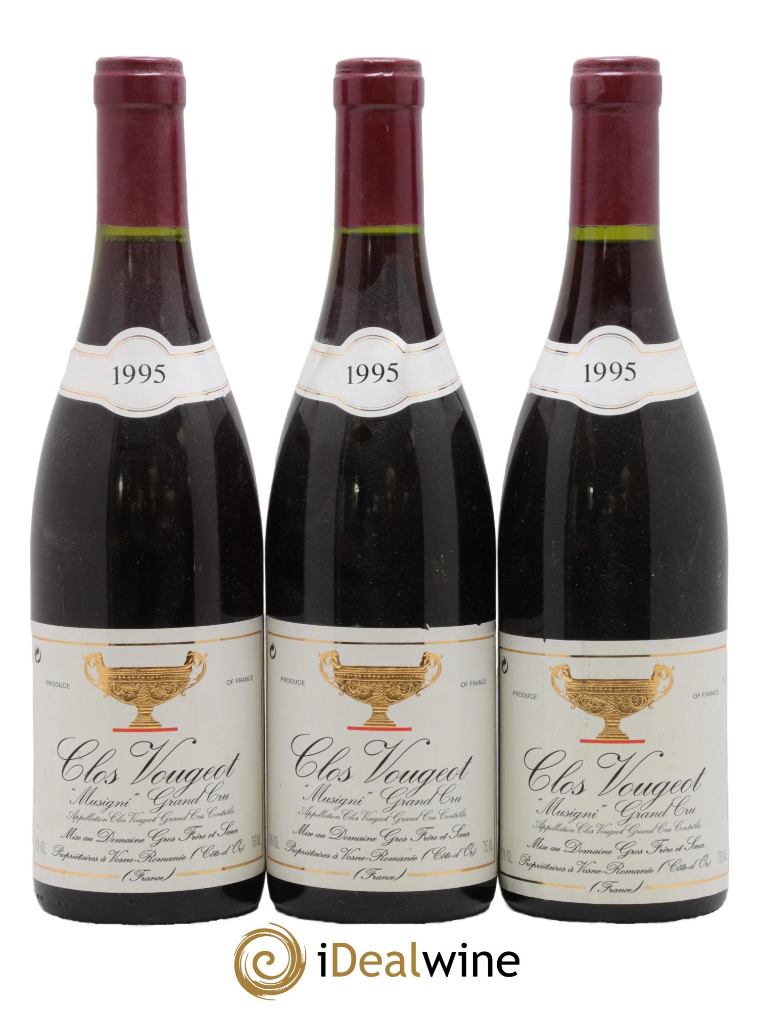 Clos de Vougeot Grand Cru Musigni Gros Frère & Soeur 1995 - Lot de 3 bouteilles - 0