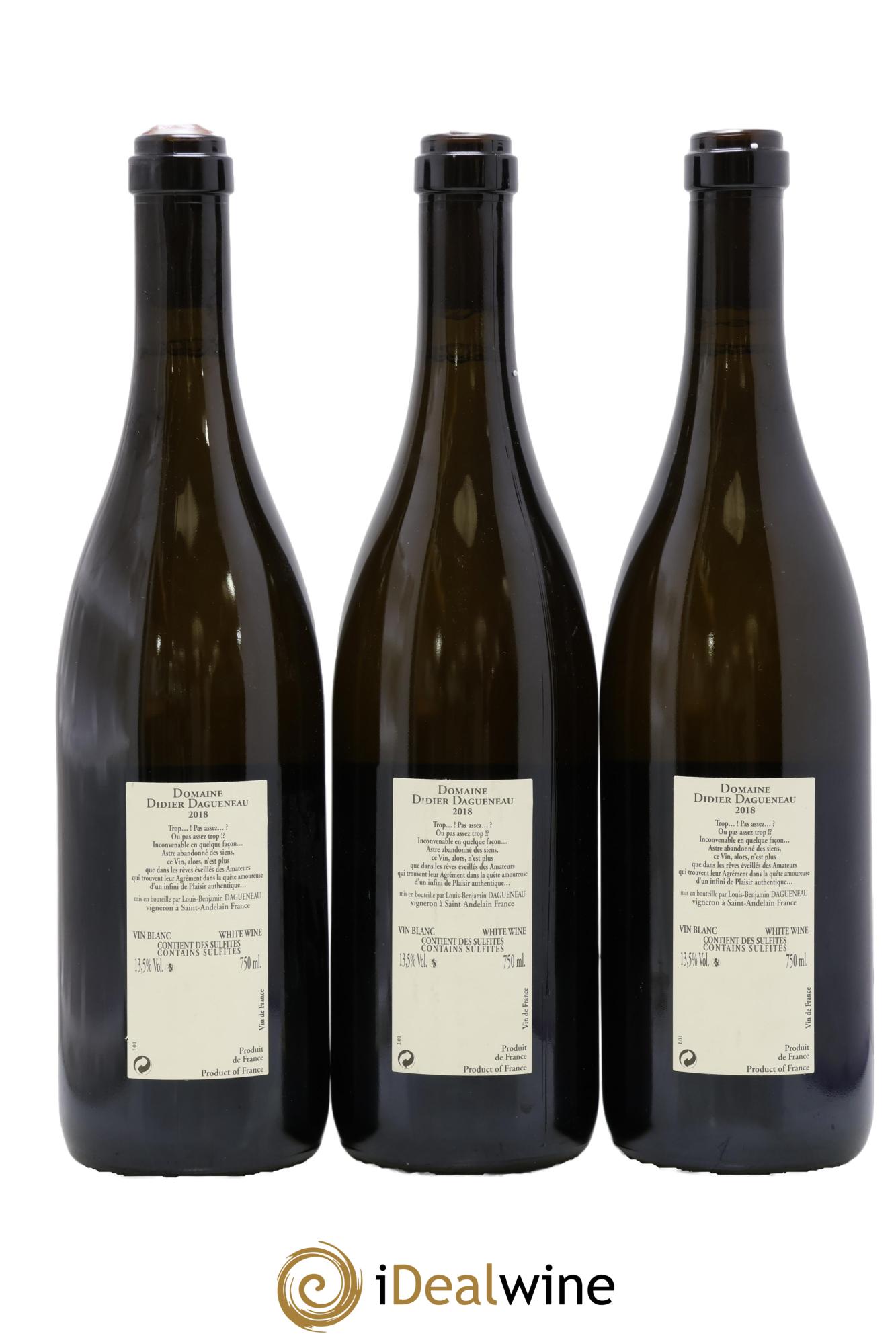 Vin de France (anciennement Pouilly-Fumé) Buisson Renard Dagueneau (Domaine Didier - Louis-Benjamin) 2018 - Lot of 3 bottles - 1