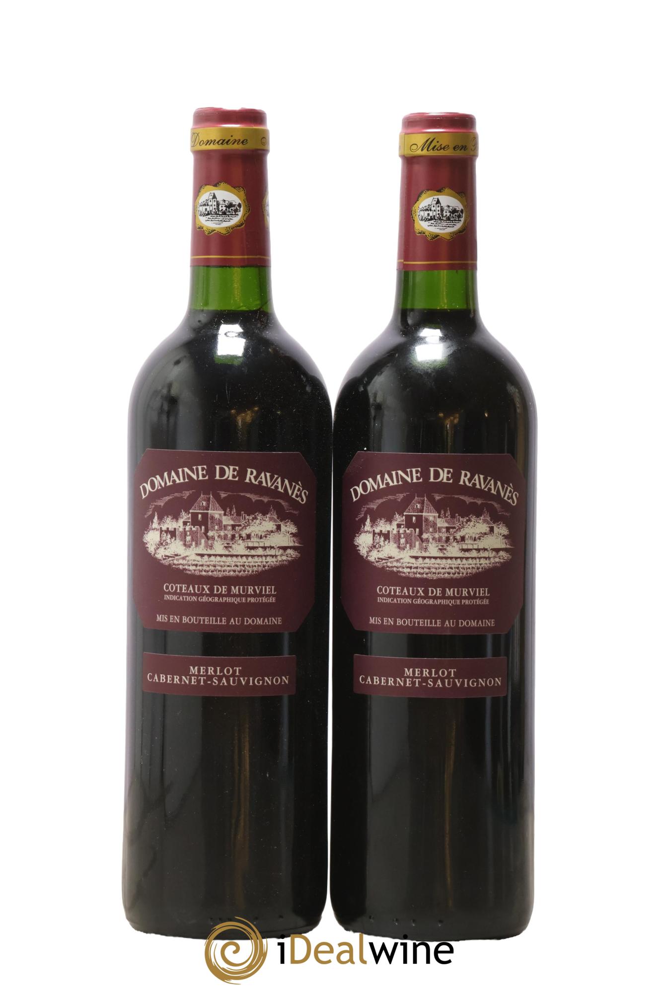 IGP Pays d'Hérault (Vin de Pays de l'Hérault) Coteaux de Murviel Merlot Cabernet Sauvignon Domaine Ravanès 2010 - Lot de 2 bouteilles - 0
