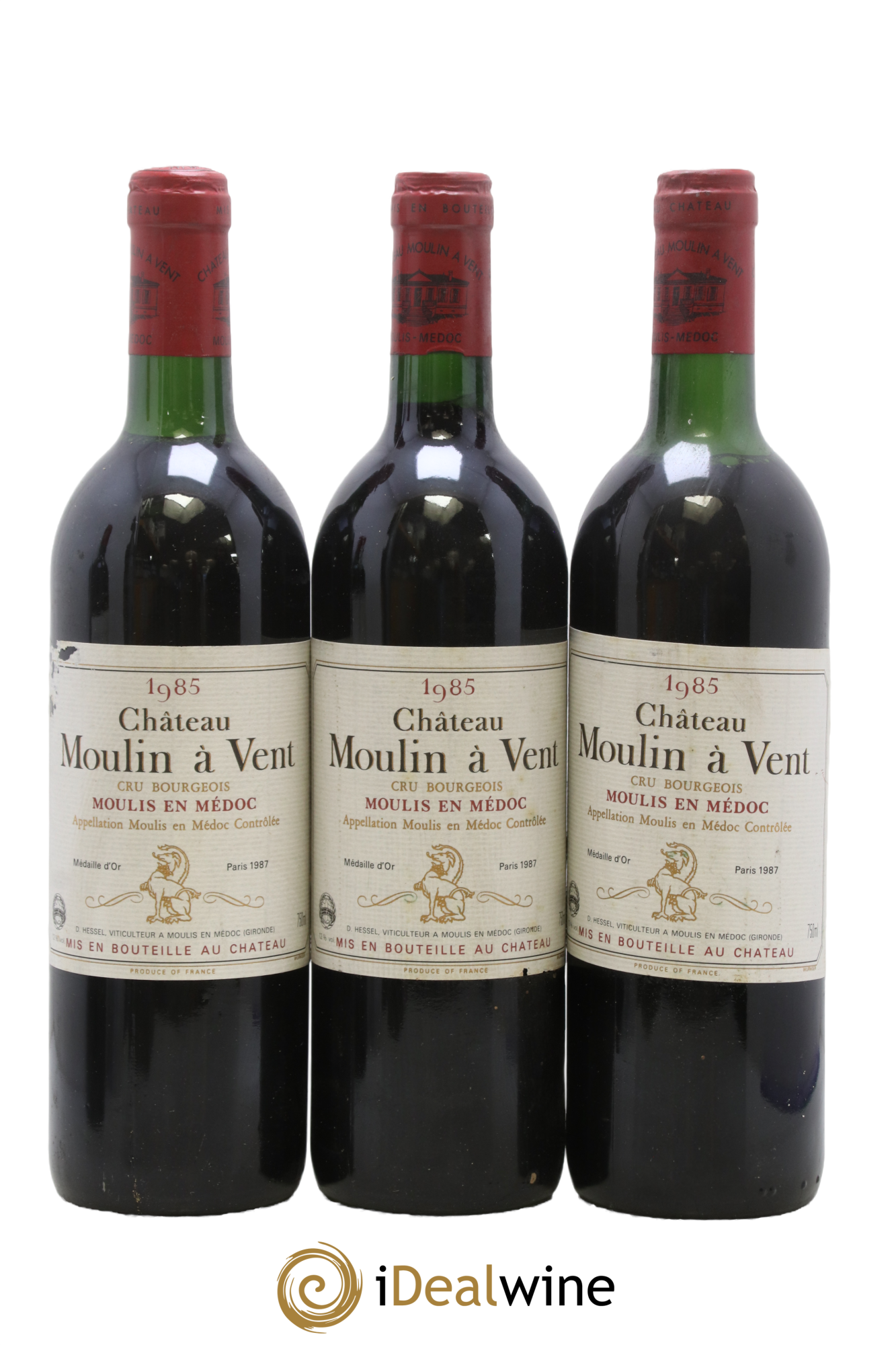 Château Moulin à Vent Cru Bourgeois 1985 - Lot de 3 bouteilles - 0