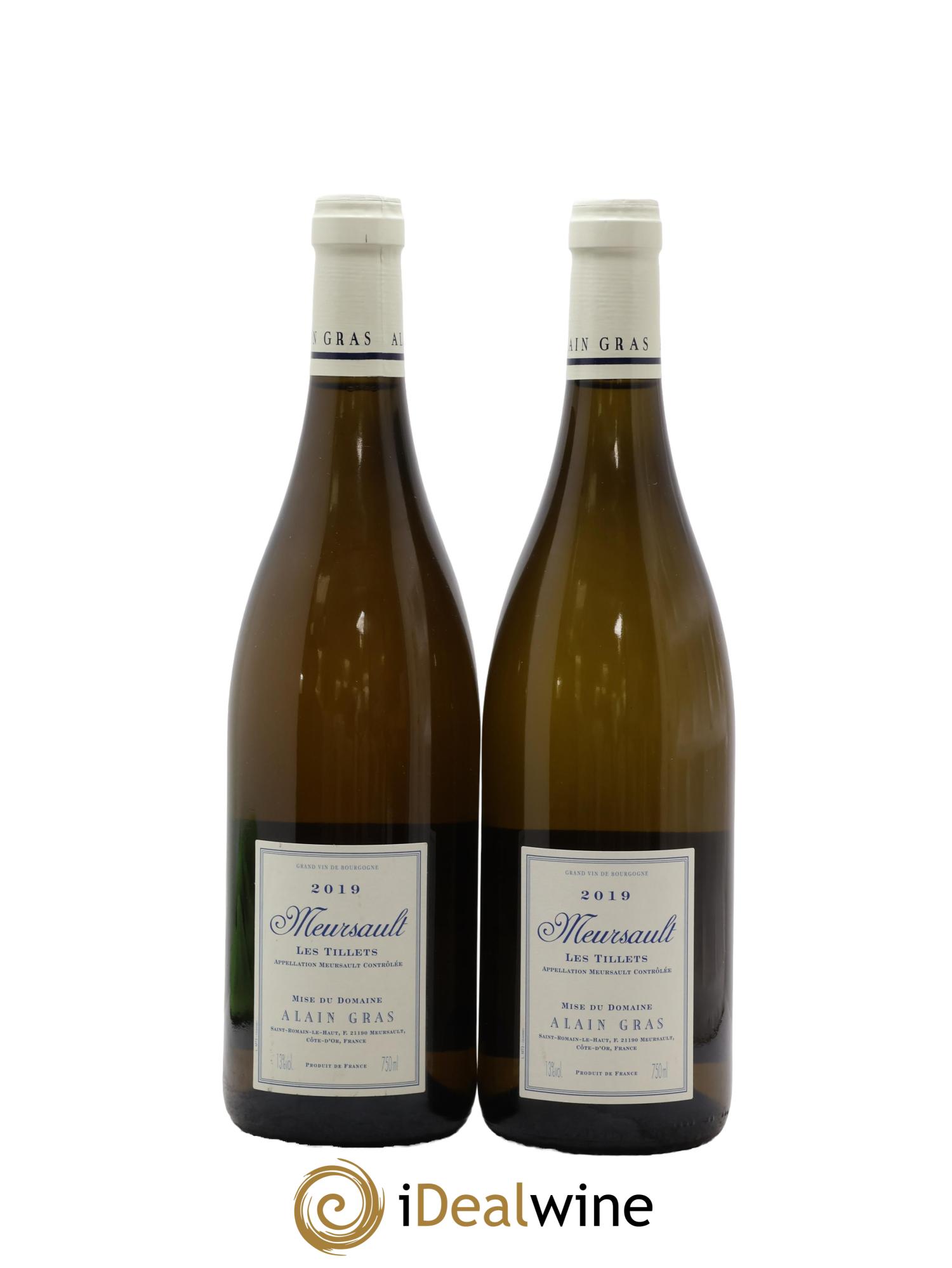 Meursault Les Tillets Alain Gras 2019 - Lot of 2 bottles - 1