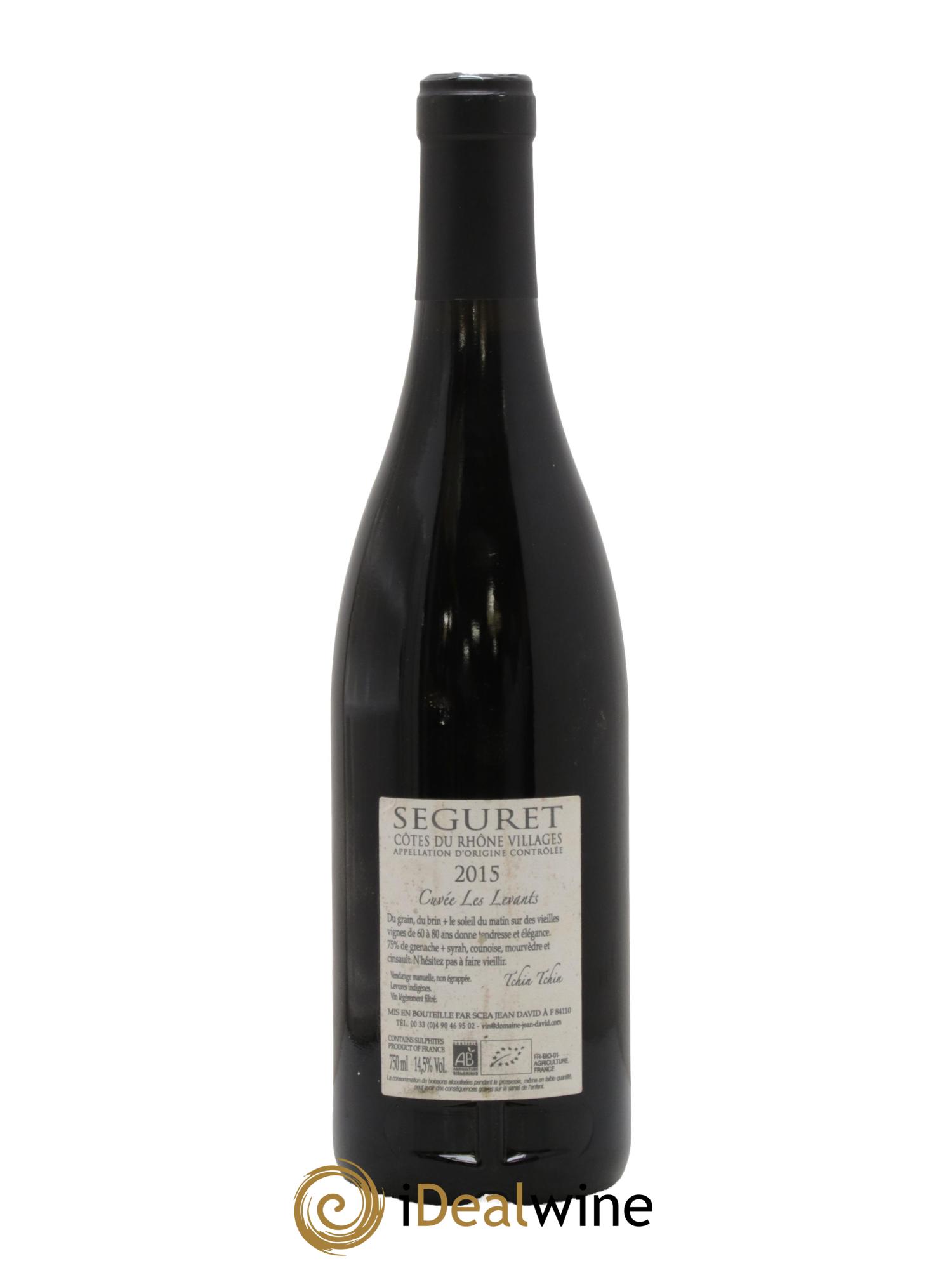 Côtes-du-Rhône Village Seguret Les Levants Domaine Jean David 2015 - Lot de 1 bouteille - 1