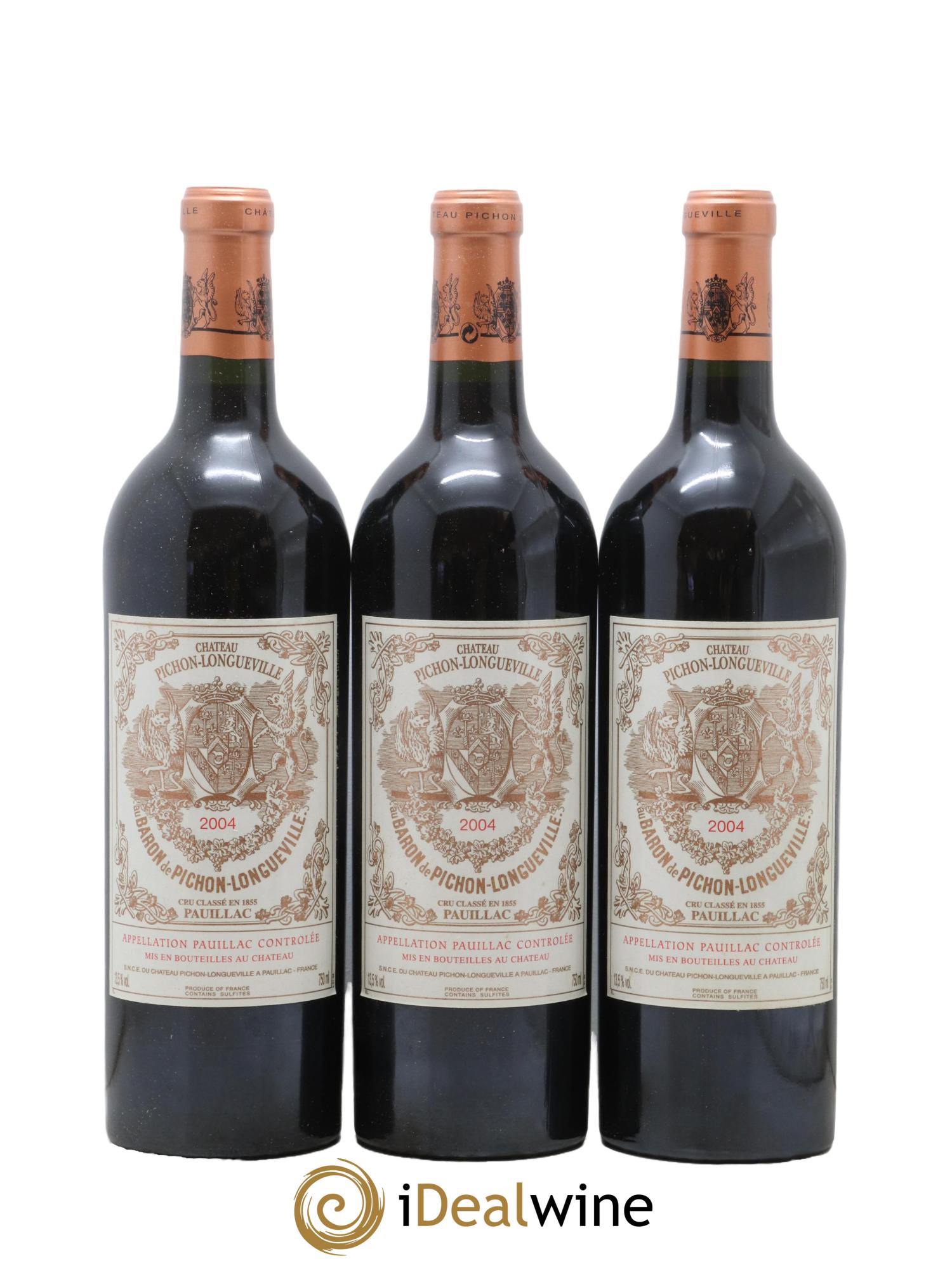 Pichon Longueville Baron 2ème Grand Cru Classé 2004 - Lot de 3 bouteilles - 0