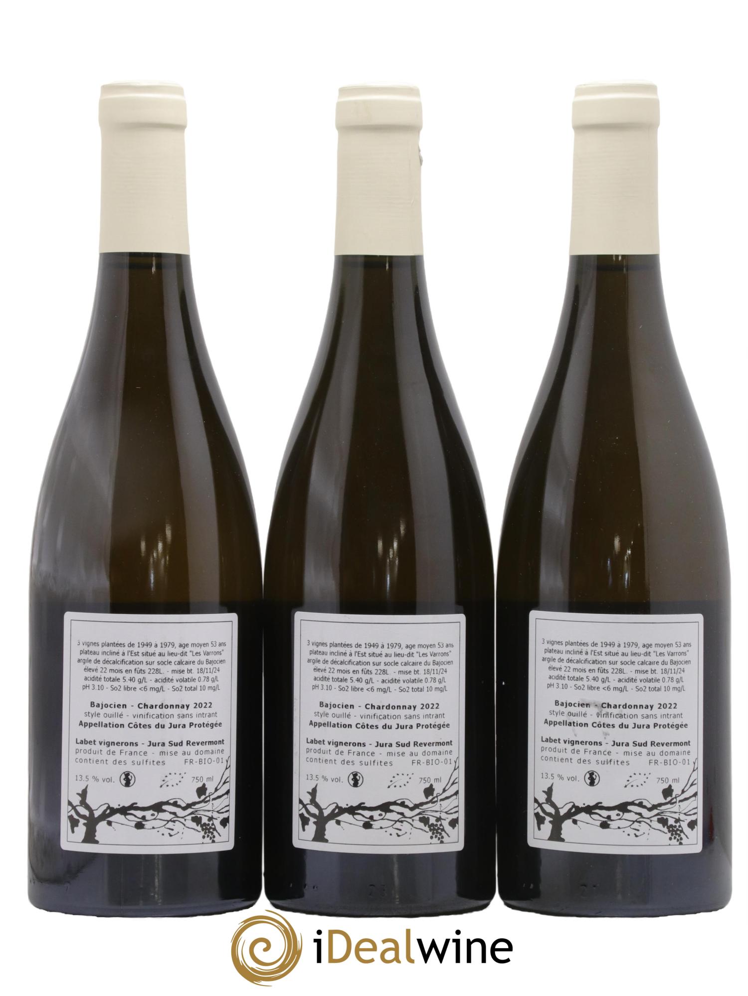 Côtes du Jura Chardonnay Bajocien Romain - Julien  - Charline Labet 2022 - Lot of 3 bottles - 1