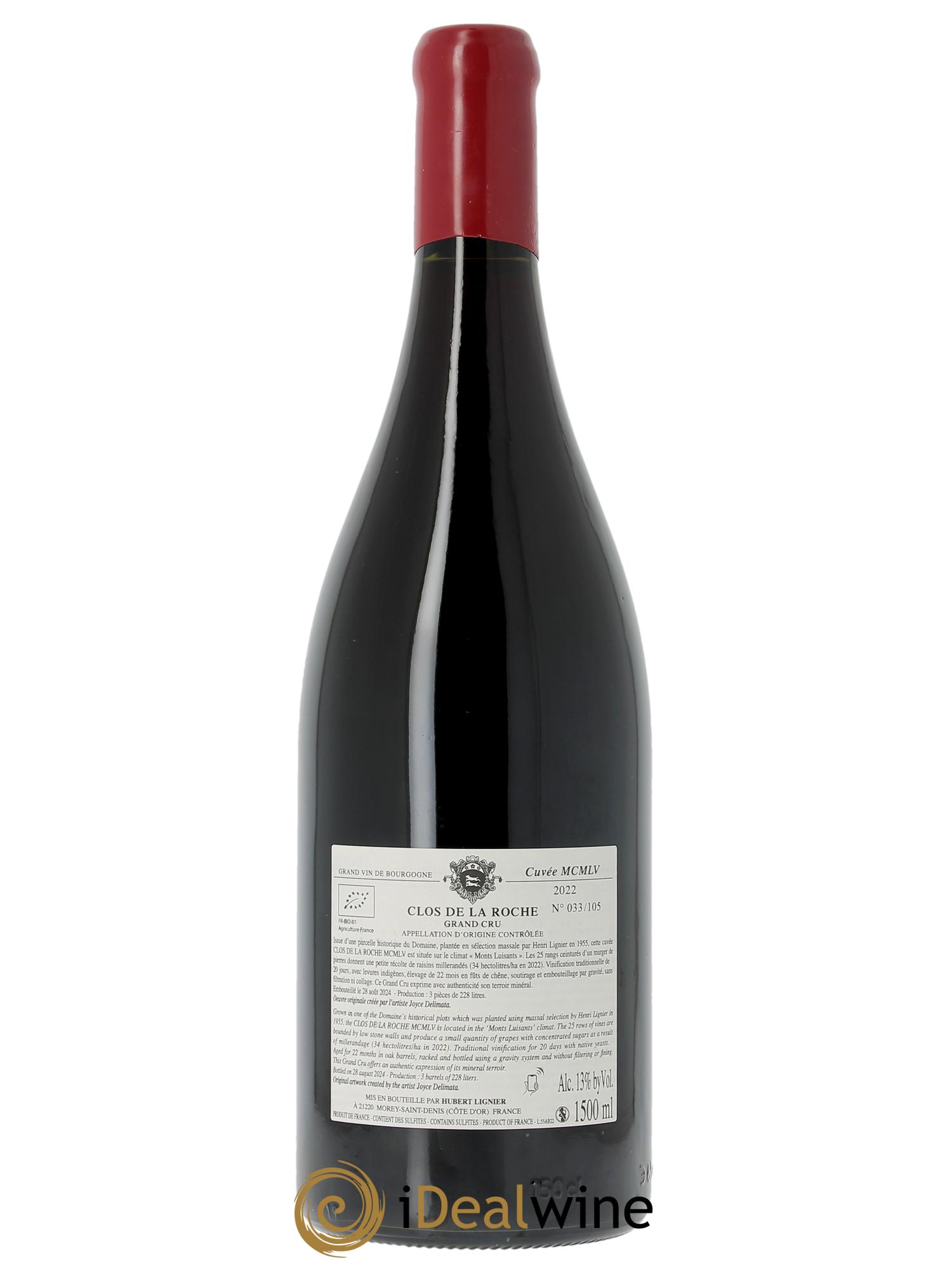 Clos de la Roche Grand Cru MCMLV Hubert Lignier (Domaine) 2022 - Lot de 1 magnum - 2