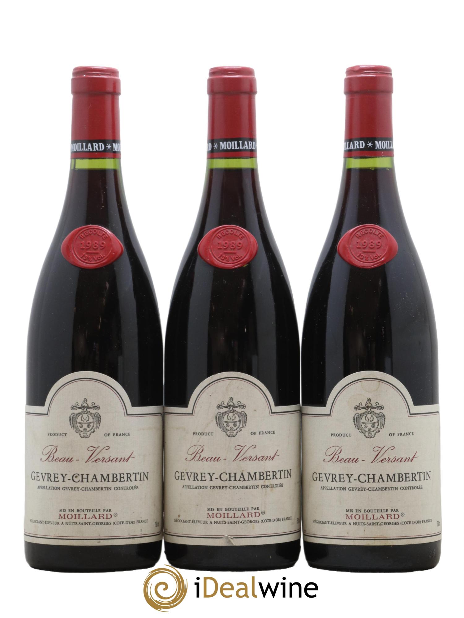Gevrey-Chambertin Beau Versant Moillard 1989 - Lot de 3 bouteilles - 0
