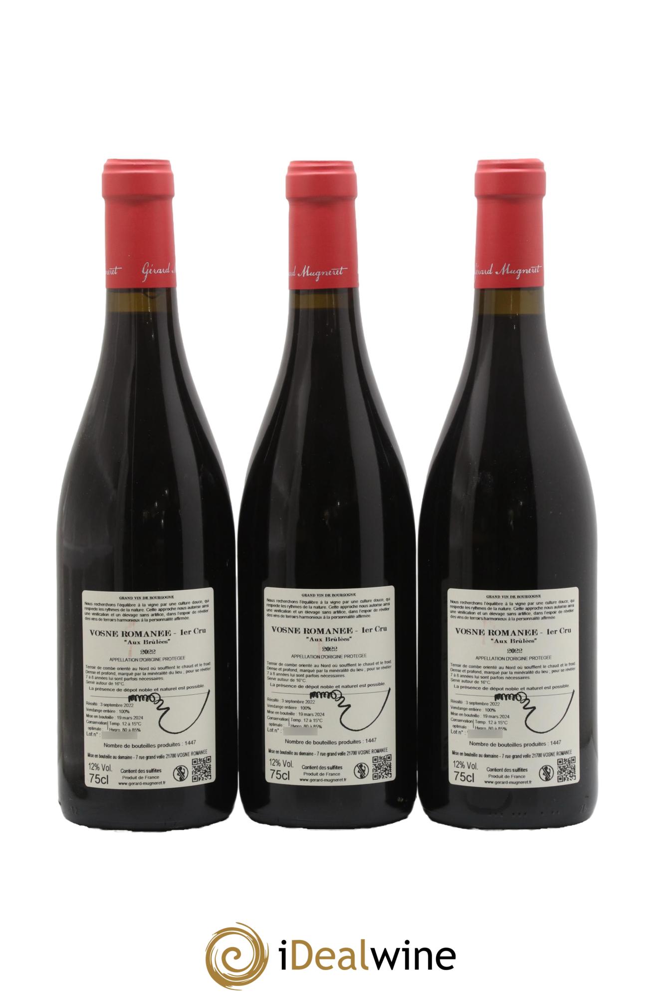 Vosne-Romanée 1er Cru Les Brulées Gérard Mugneret 2022 - Lotto di 3 bottiglie - 1