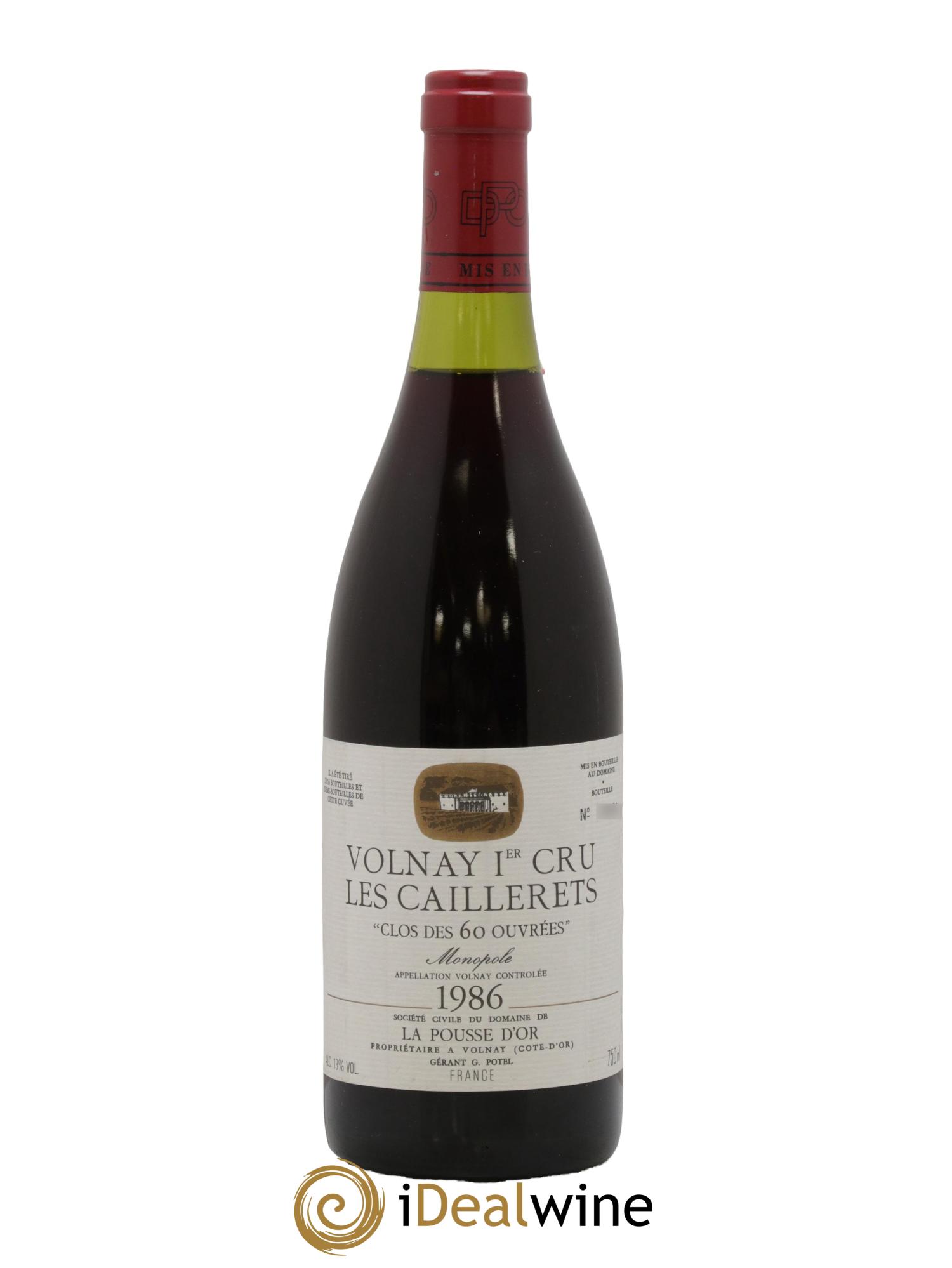 Volnay 1er Cru Clos des 60 ouvrées La Pousse d'Or (Domaine de) 1986 - Lot de 1 bouteille - 0