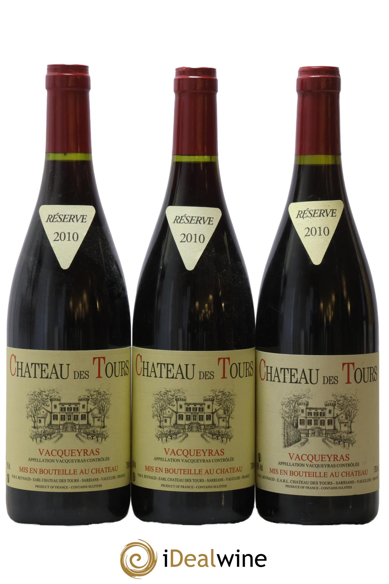 Vacqueyras Château des Tours Emmanuel Reynaud 2010 - Lot de 3 bouteilles - 0