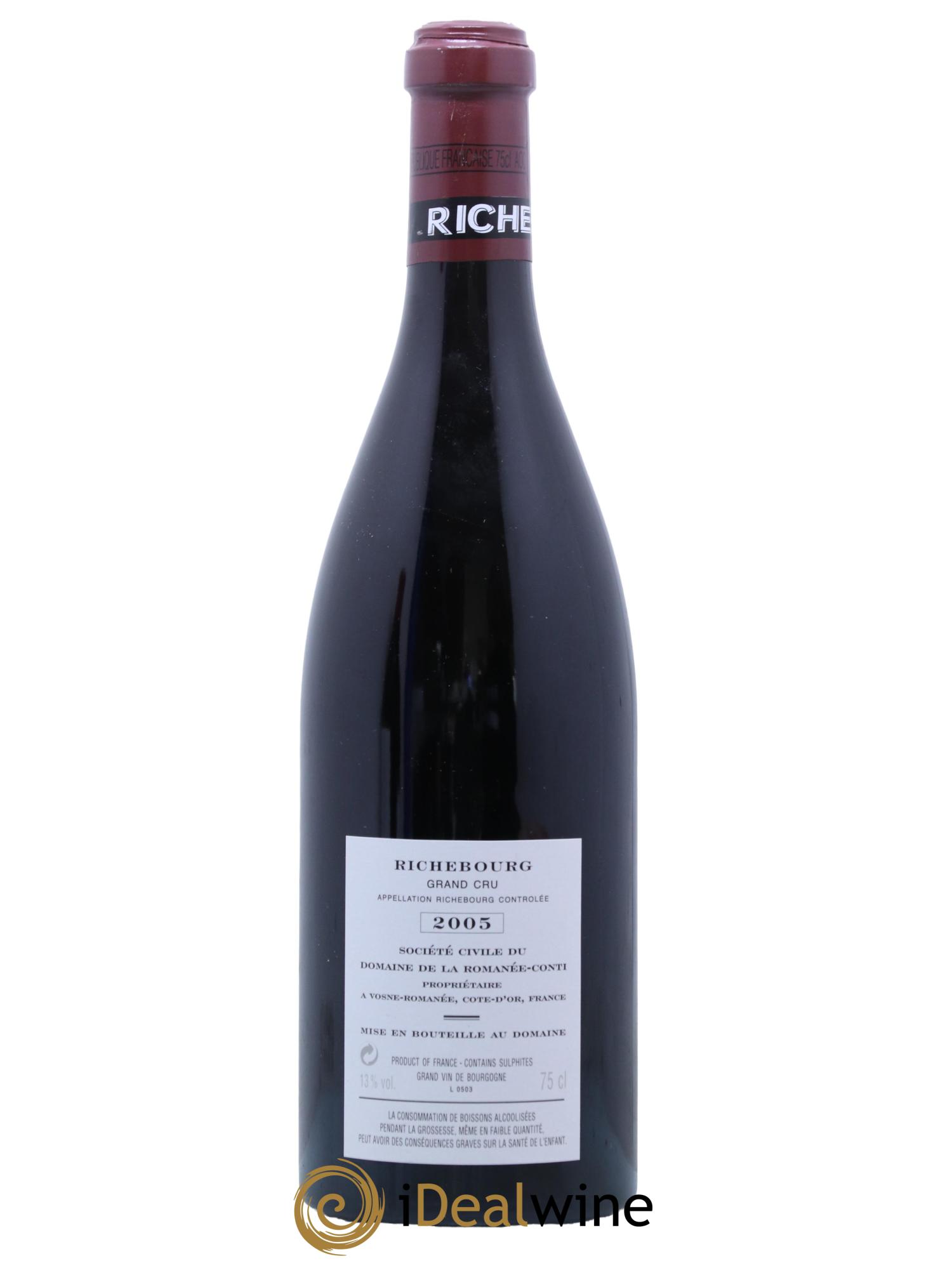 Richebourg Grand Cru Domaine de la Romanée-Conti  2005 - Lot de 1 bouteille - 1