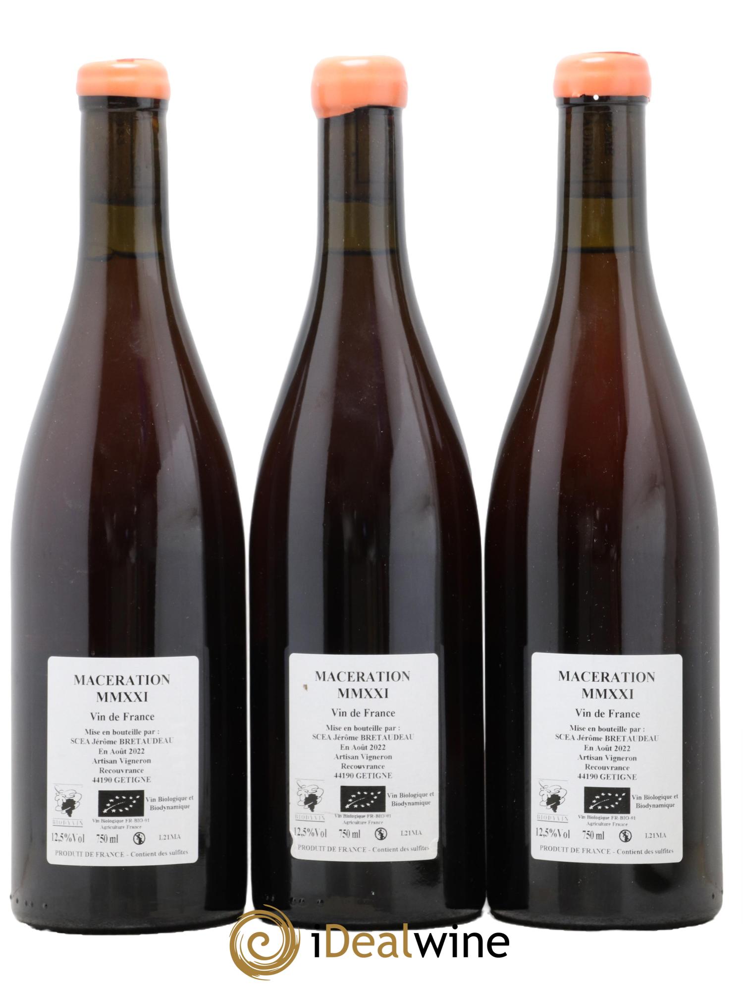 Vin de France Macération Jérôme Bretaudeau - Domaine de Bellevue 2021 - Lot de 3 bouteilles - 1