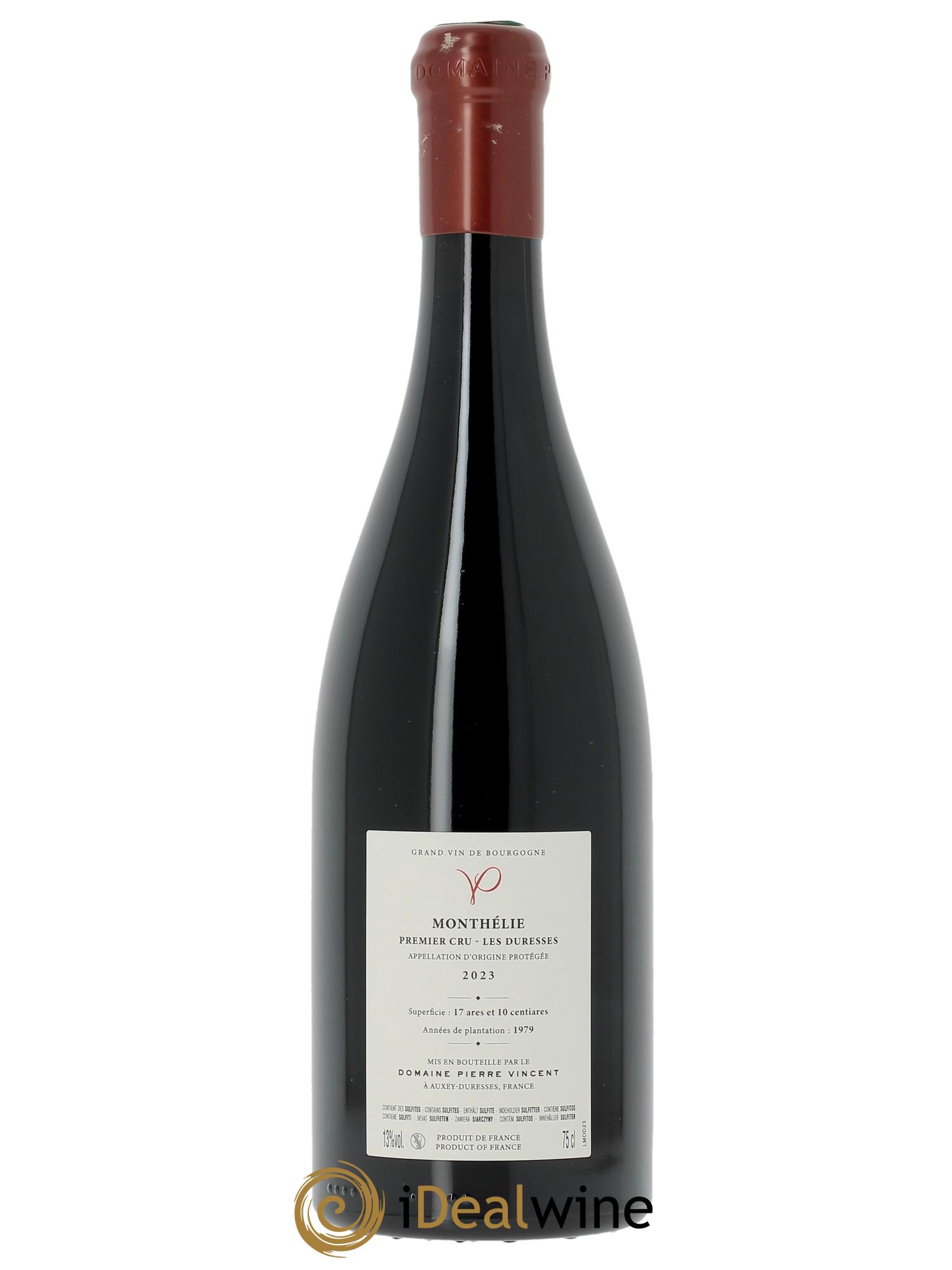Monthélie 1er Cru Les Duresses Pierre Vincent 2023 - Lot de 1 bouteille - 1
