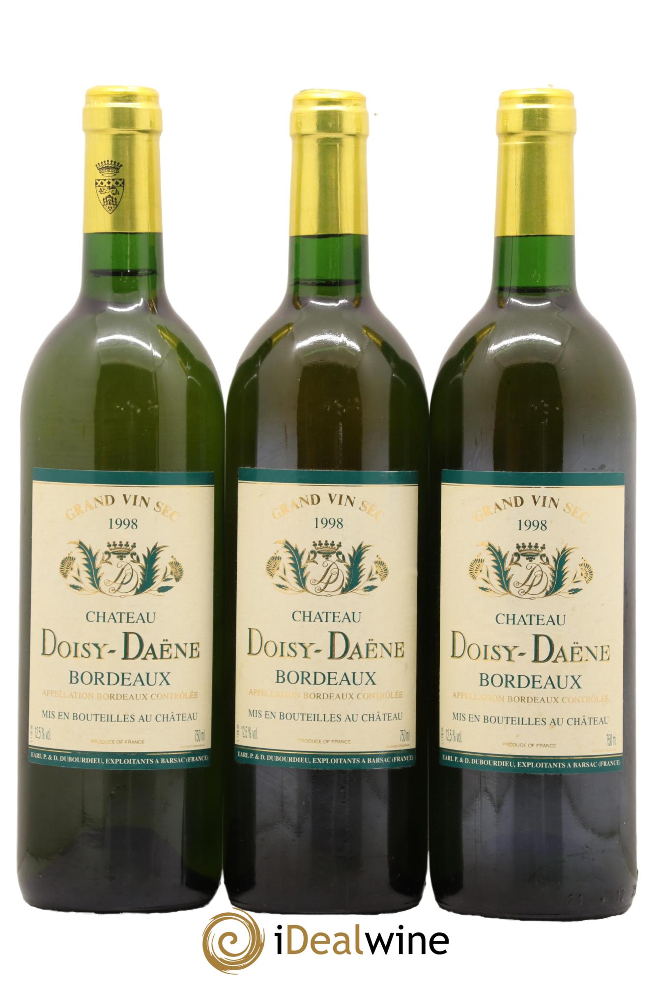 Bordeaux Chateau Doisy Daene Sec 1998 - Lot de 3 bouteilles - 0