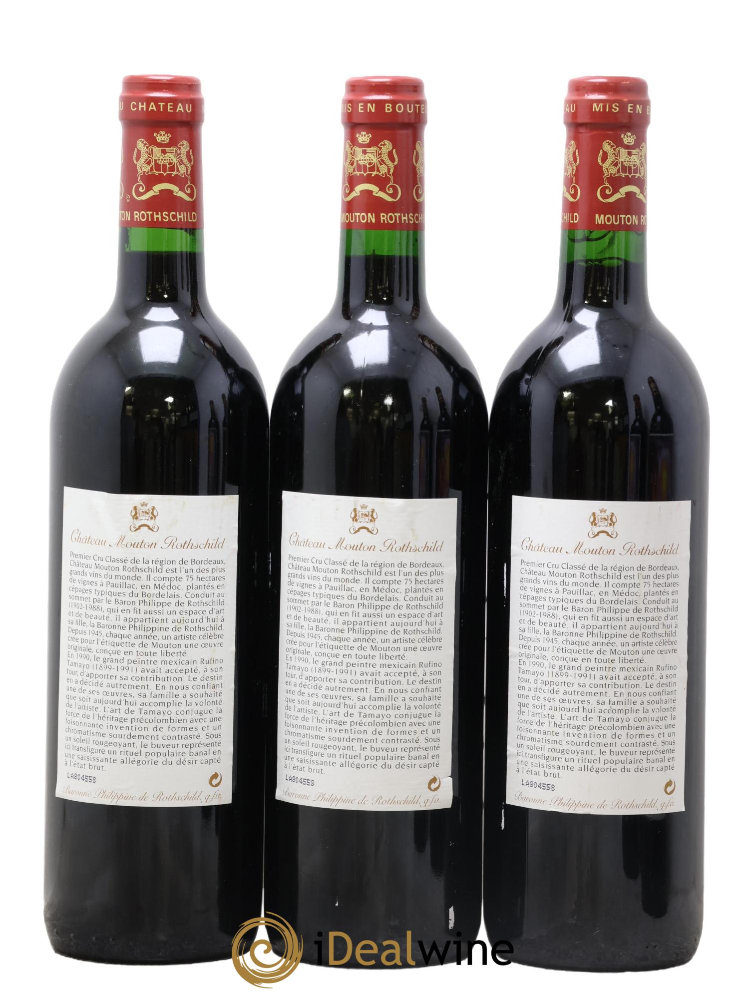 Château Mouton Rothschild 1er Grand Cru Classé 1998 - Lot de 3 bouteilles - 1
