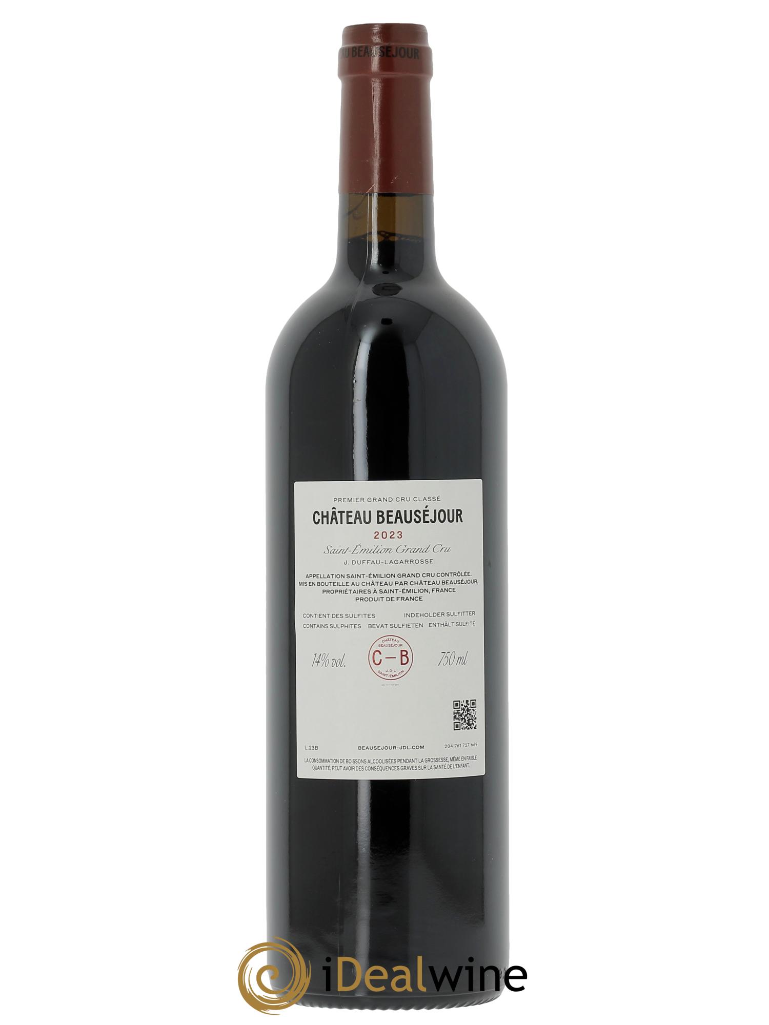 Château Beauséjour (Duffau-Lagarrosse) 1er Grand Cru Classé B (OWC if 6 bts) 2023 - Lot of 1 bottle - 1