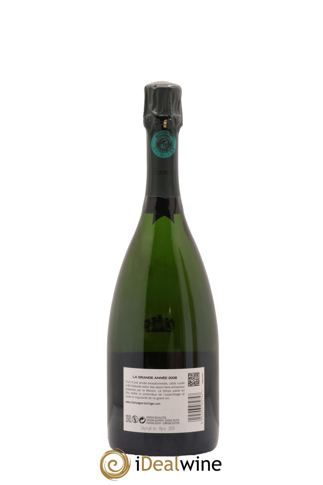 La Grande Année Brut Bollinger 2008 - Lote de 1 botella - 2